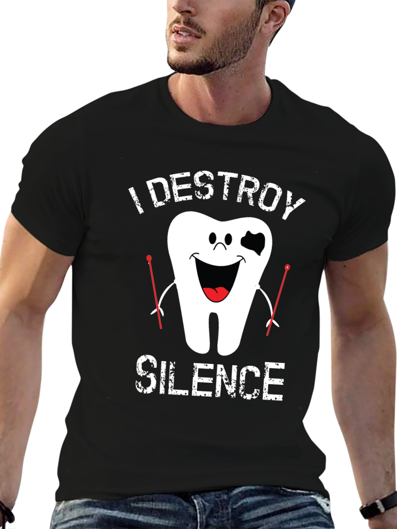 I Destroy Silence Drummer Tooth T-Shirt