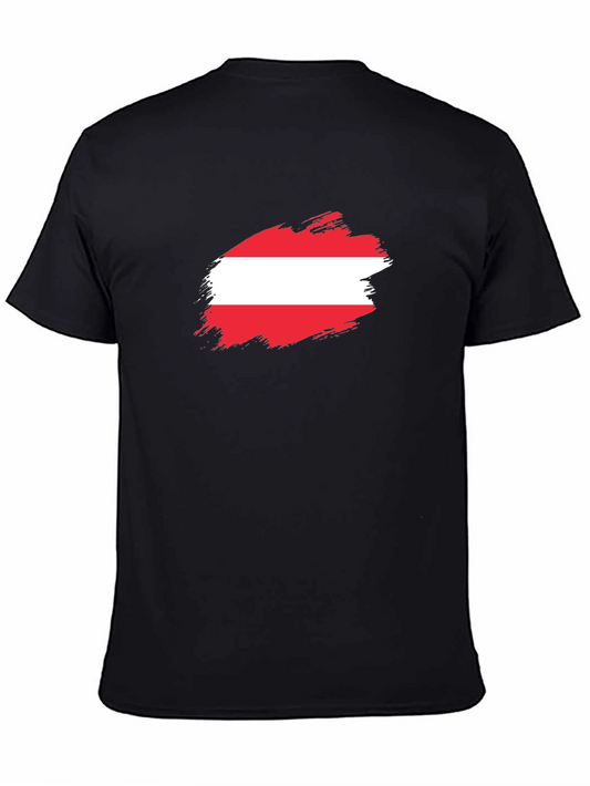 Austria Flag Brush Stroke Black T-Shirt
