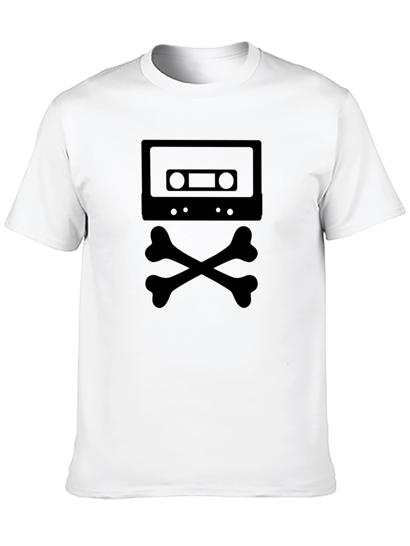 Cassette & Crossbones Graphic T-Shirt - Black