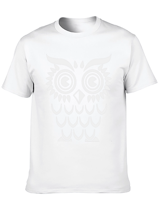 Black T-Shirt with White Owl Graphic