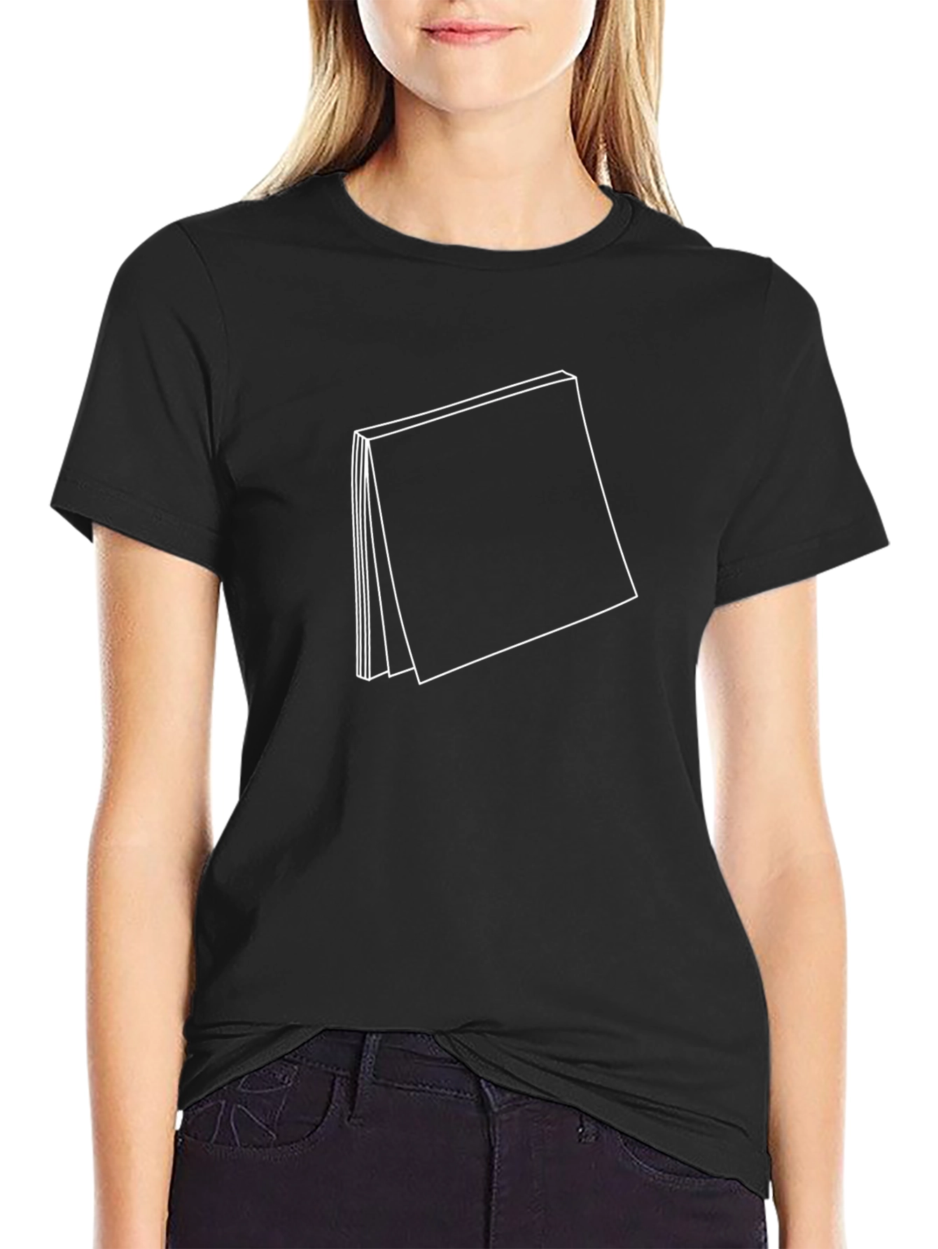 Minimalist Black T-Shirt with Geometric Square Design