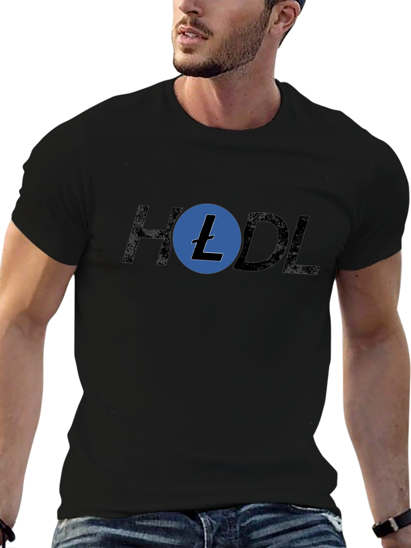 HODL Litecoin Crypto T-Shirt - Black Cotton Blend