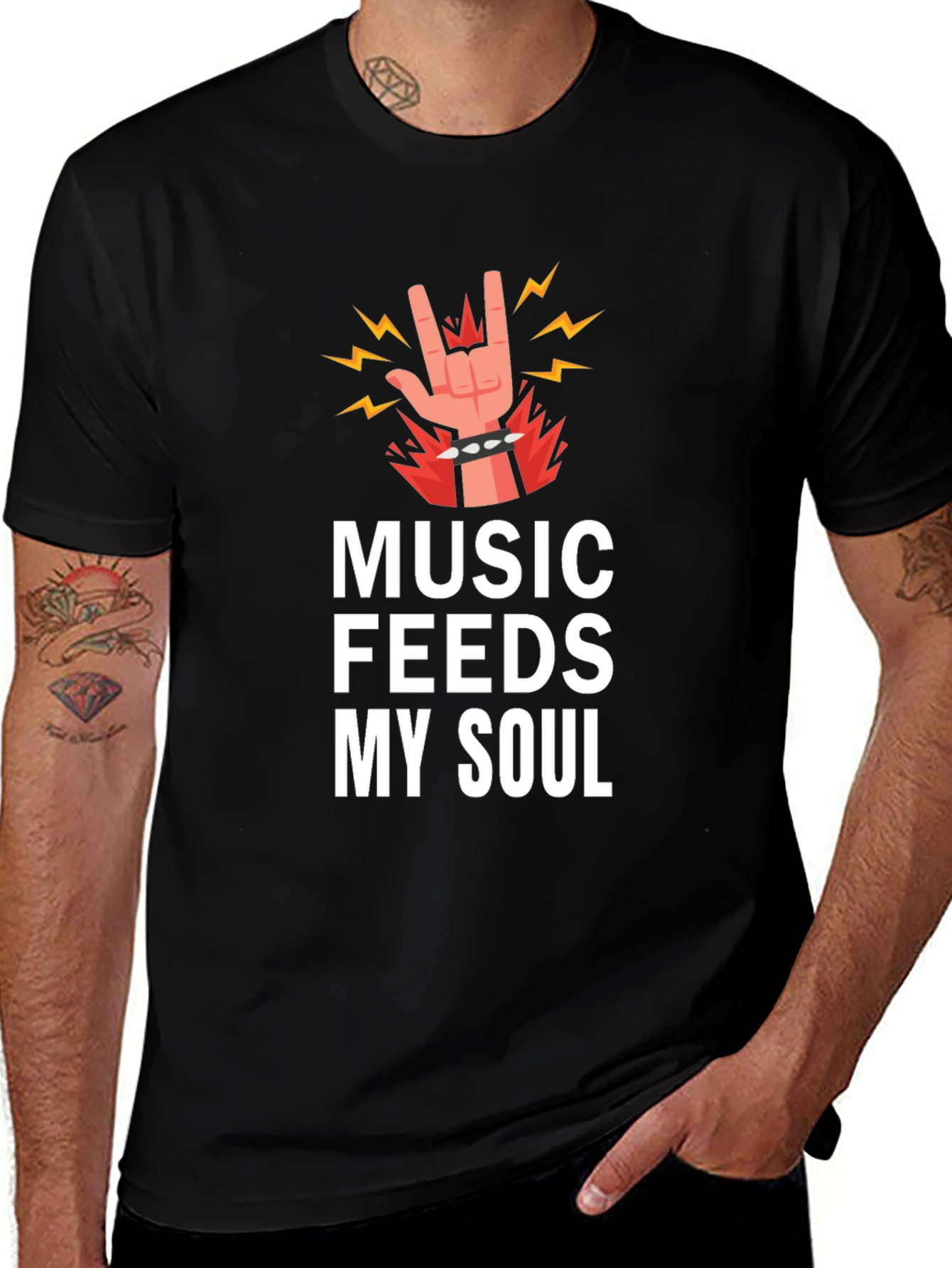 Music Feeds My Soul Graphic Tee - Black