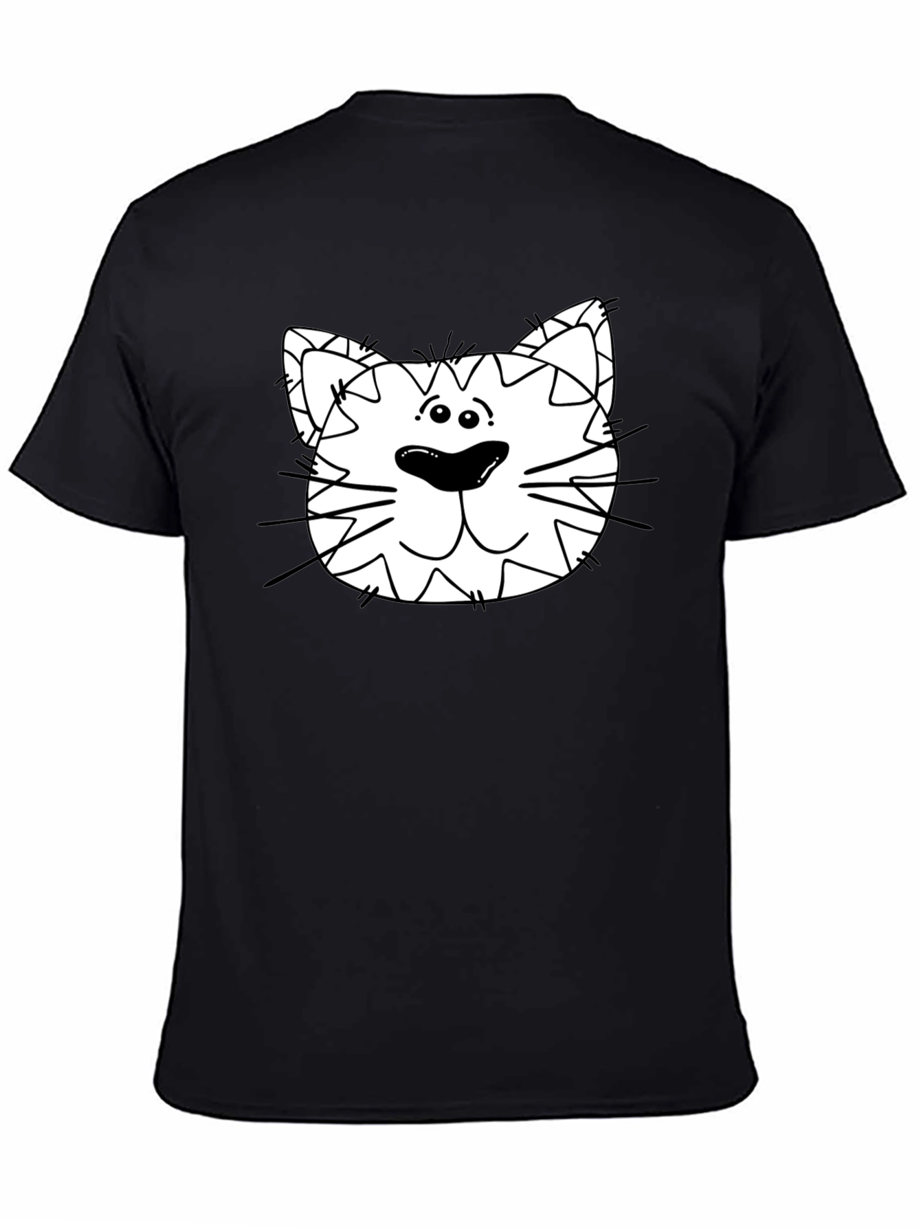 Cat Face Graphic Black T-Shirt - Mens Fashion