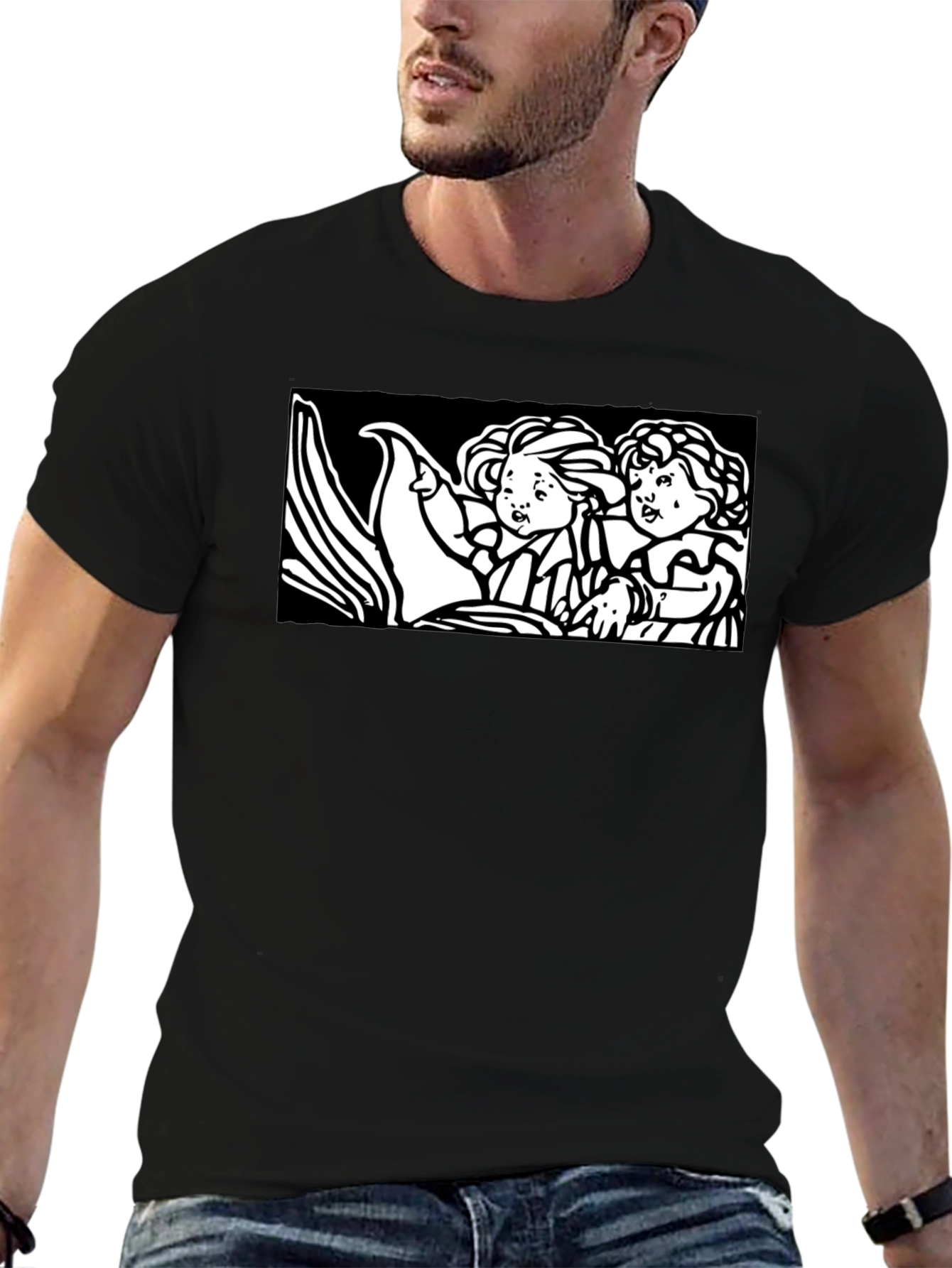 Retro Cartoon Graphic Tee - Black