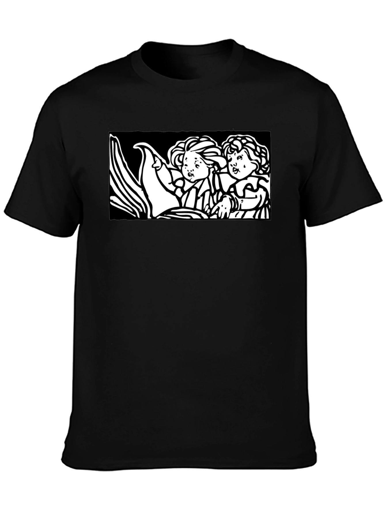Retro Cartoon Graphic Tee - Black