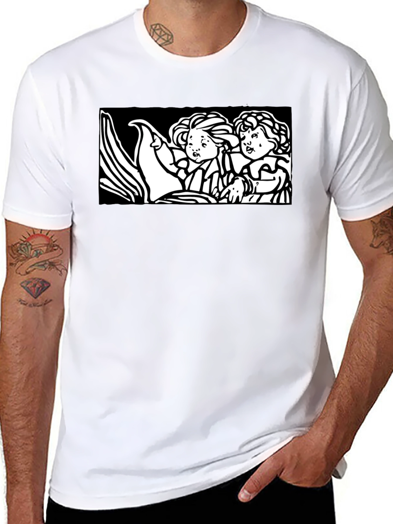 Retro Cartoon Graphic Tee - Black
