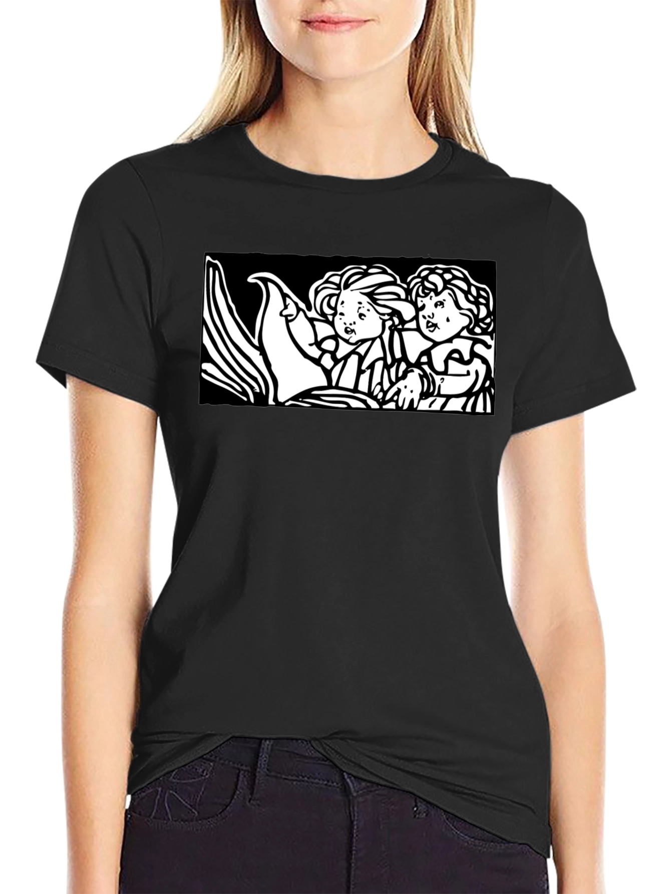 Retro Cartoon Graphic Tee - Black