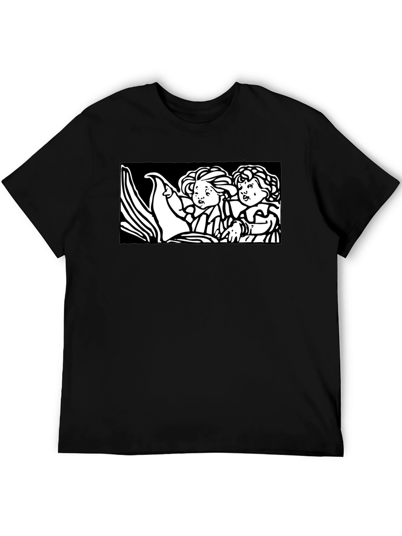 Retro Cartoon Graphic Tee - Black