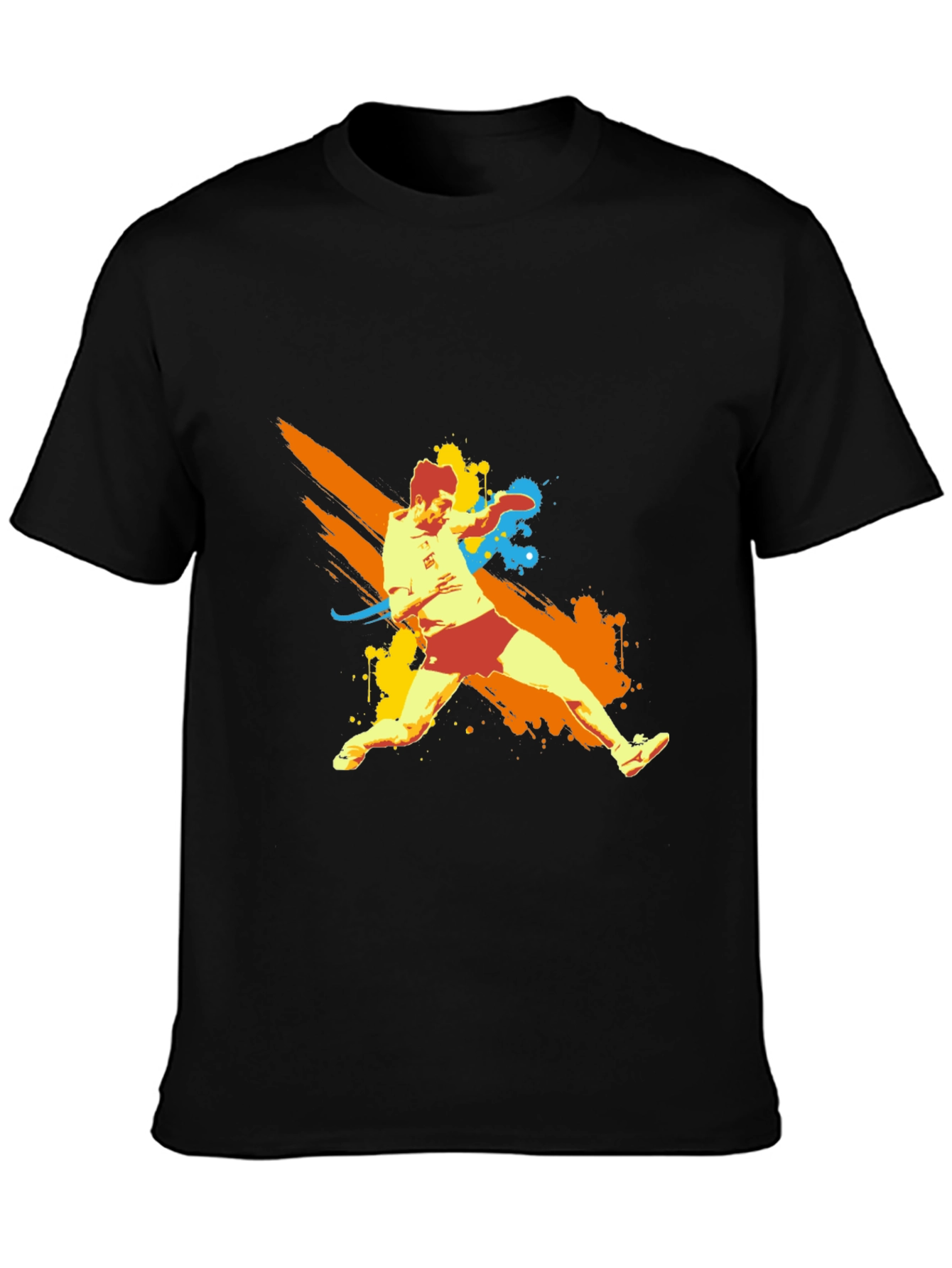 Tennis Player Graphic Black T-Shirt