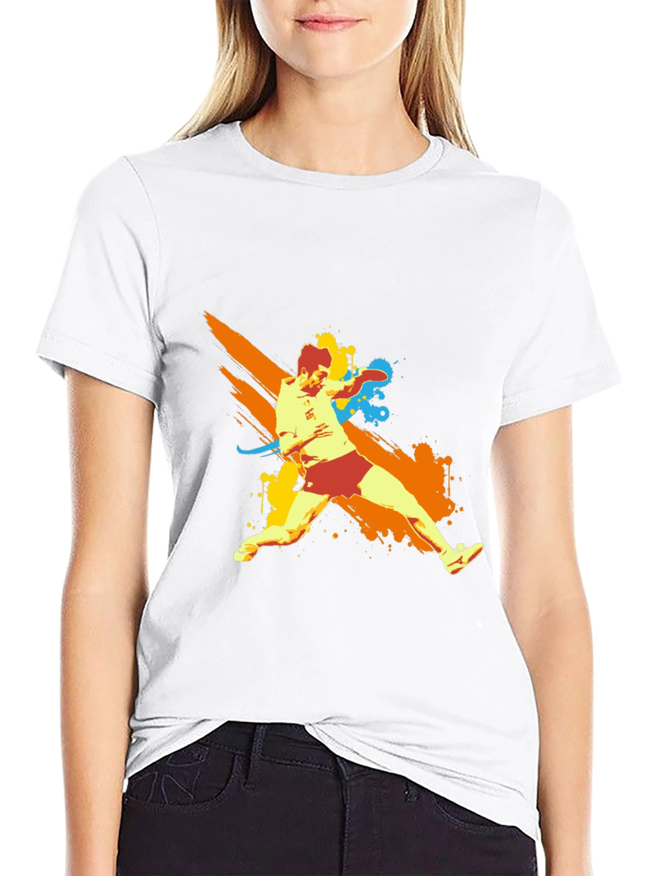 Tennis Player Graphic Black T-Shirt