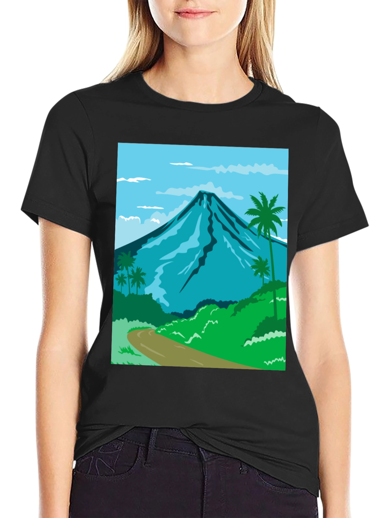 Mountain and Palm Tree Graphic Tee