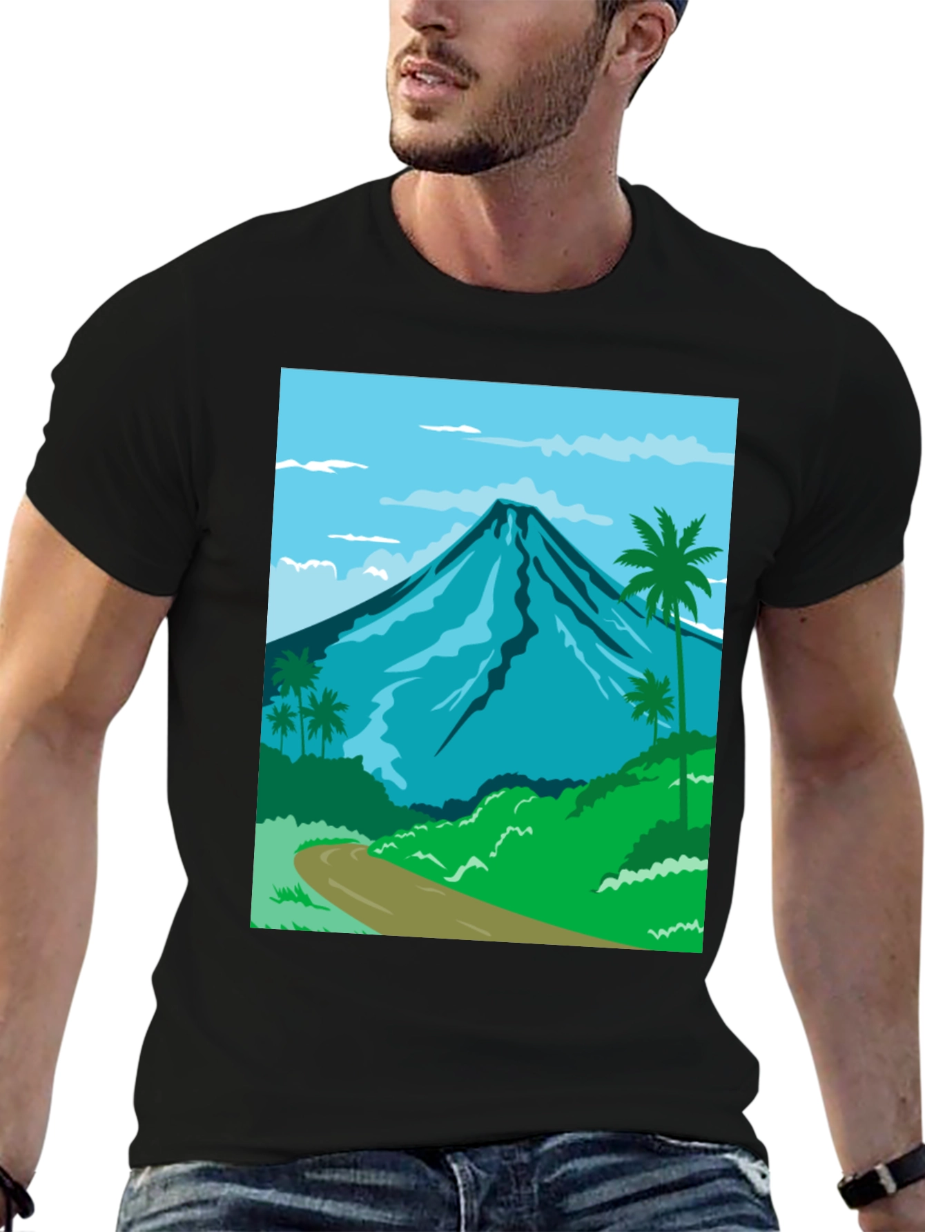 Mountain and Palm Tree Graphic Tee