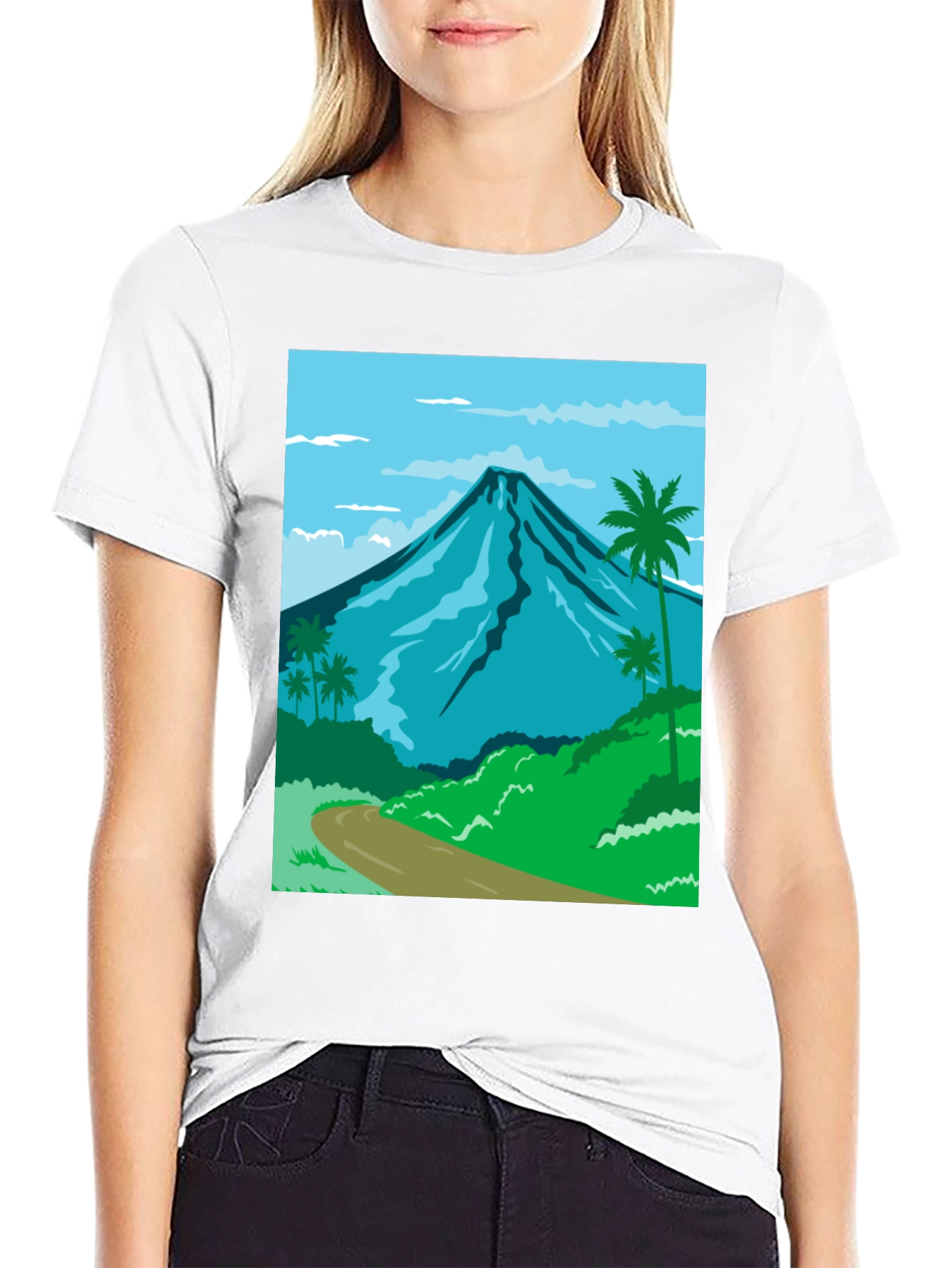Mountain and Palm Tree Graphic Tee