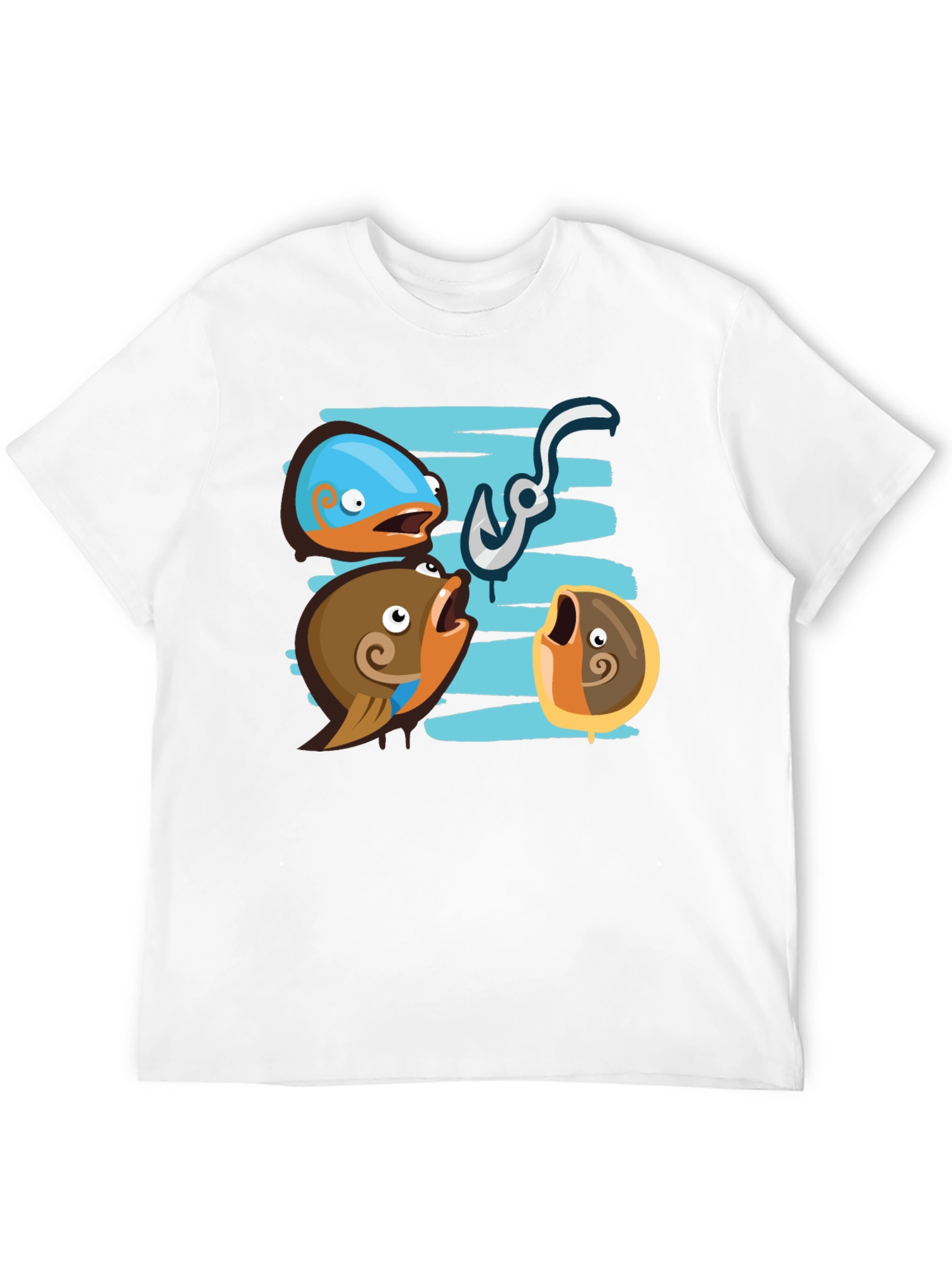 Funny Fish Hook Black T-Shirt