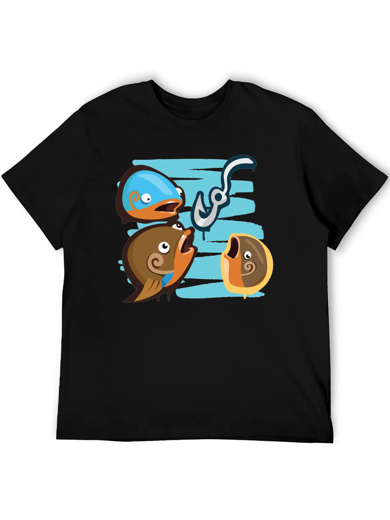 Funny Fish Hook Black T-Shirt
