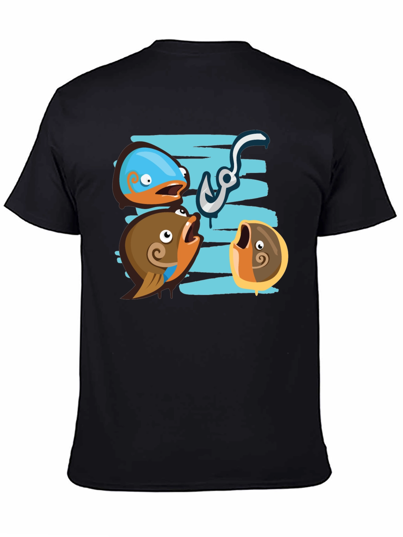 Funny Fish Hook Black T-Shirt