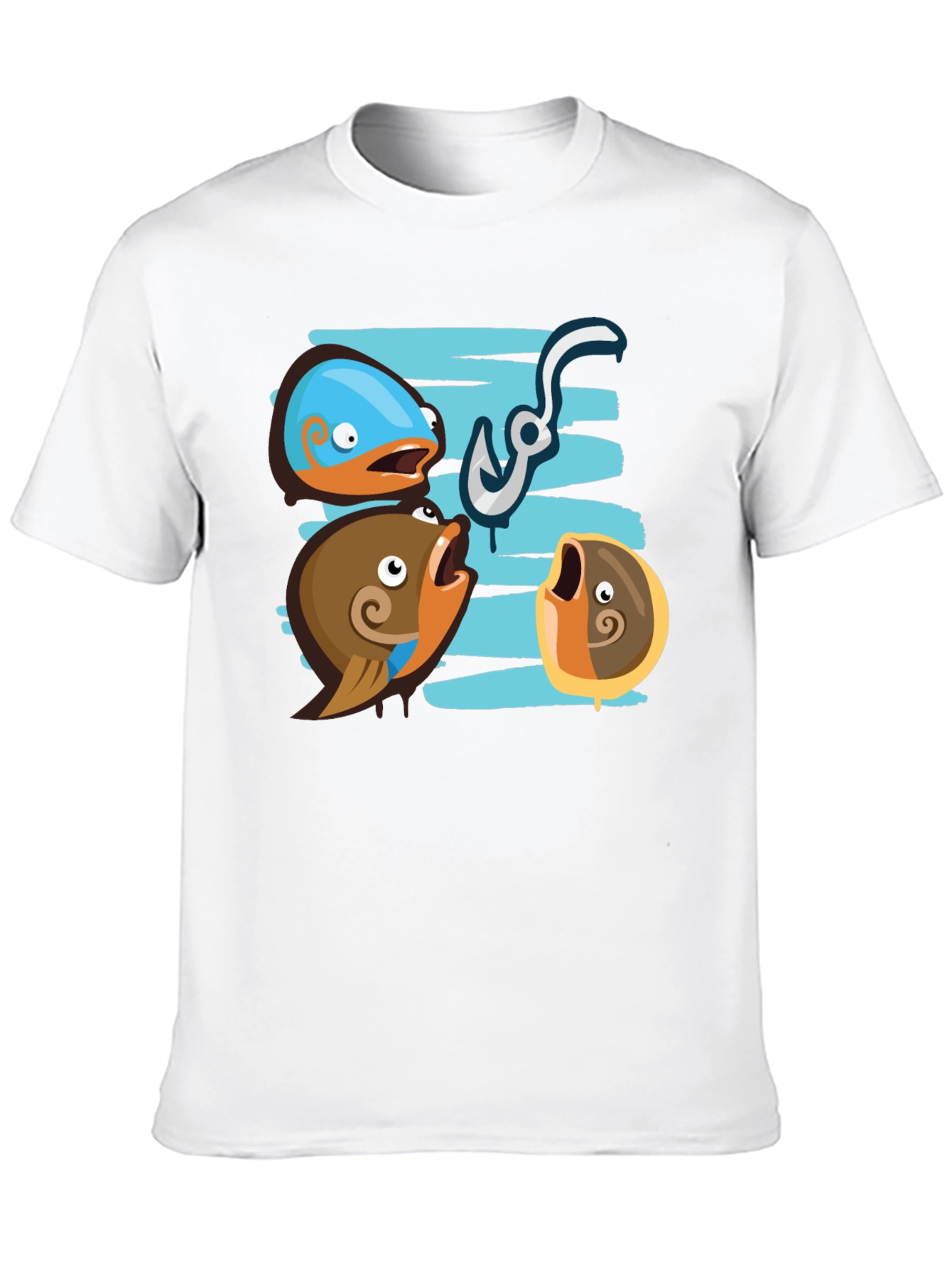 Funny Fish Hook Black T-Shirt