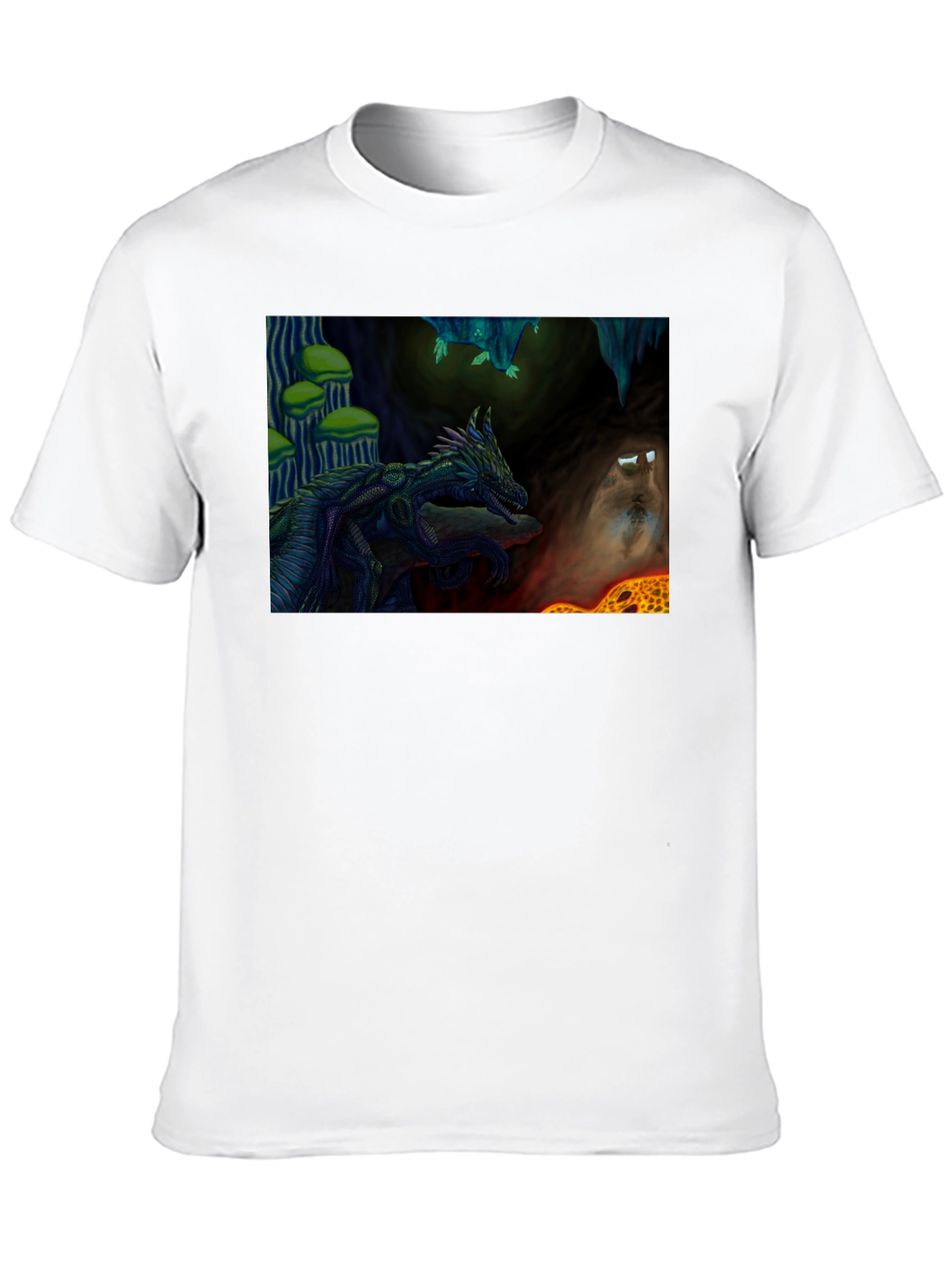 Dragon Cave Graphic Tee - Black Cotton T-Shirt