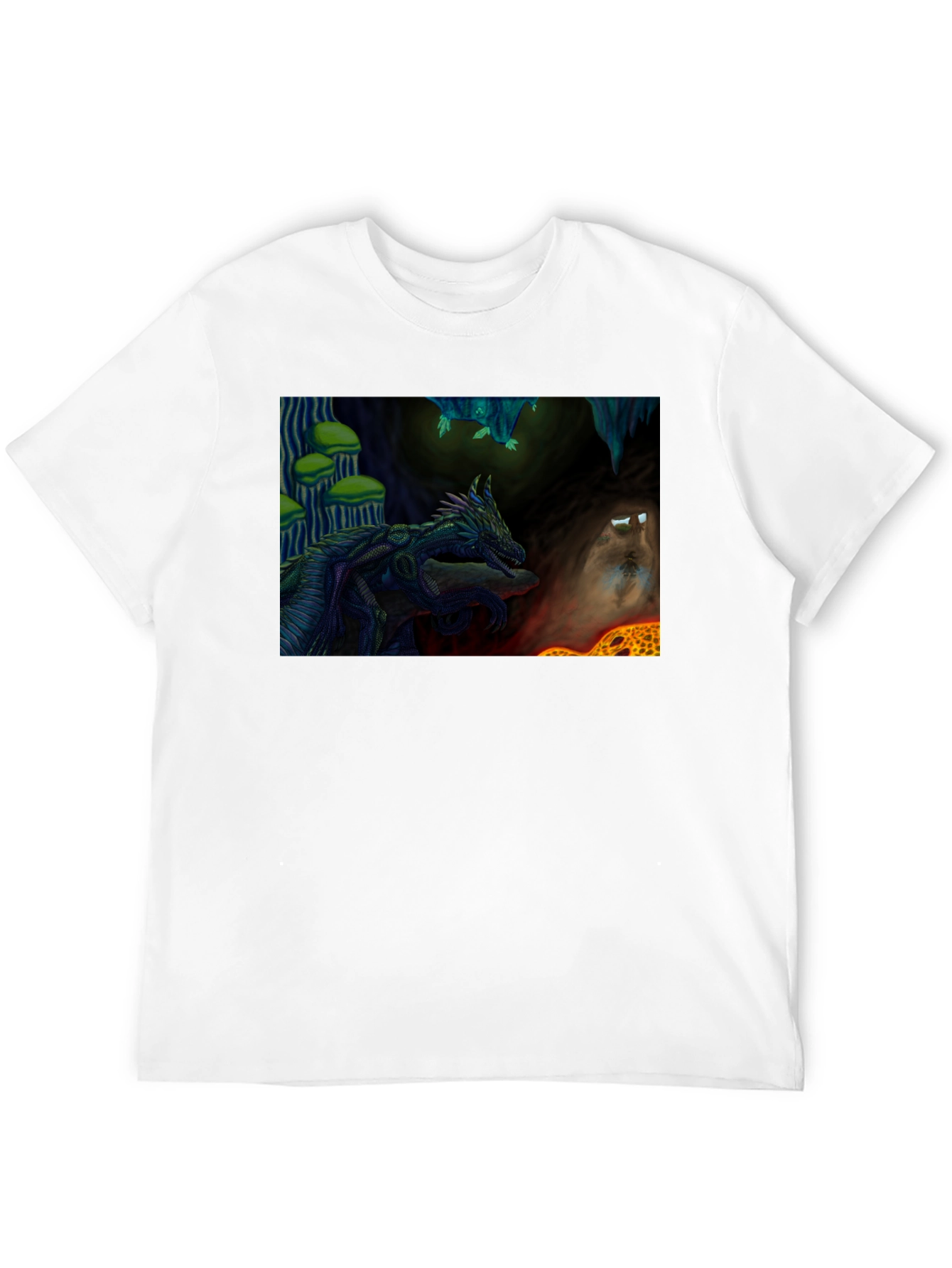 Dragon Cave Graphic Tee - Black Cotton T-Shirt