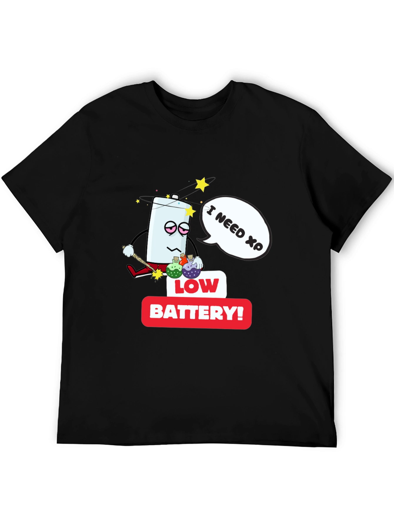 Low Battery XP Mens Black T-Shirt