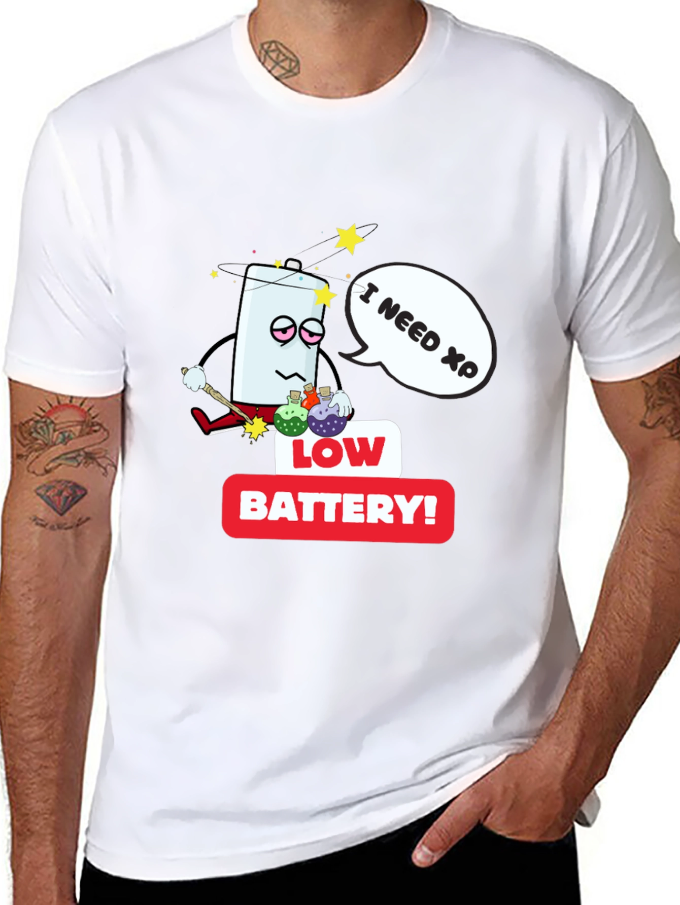 Low Battery XP Mens Black T-Shirt
