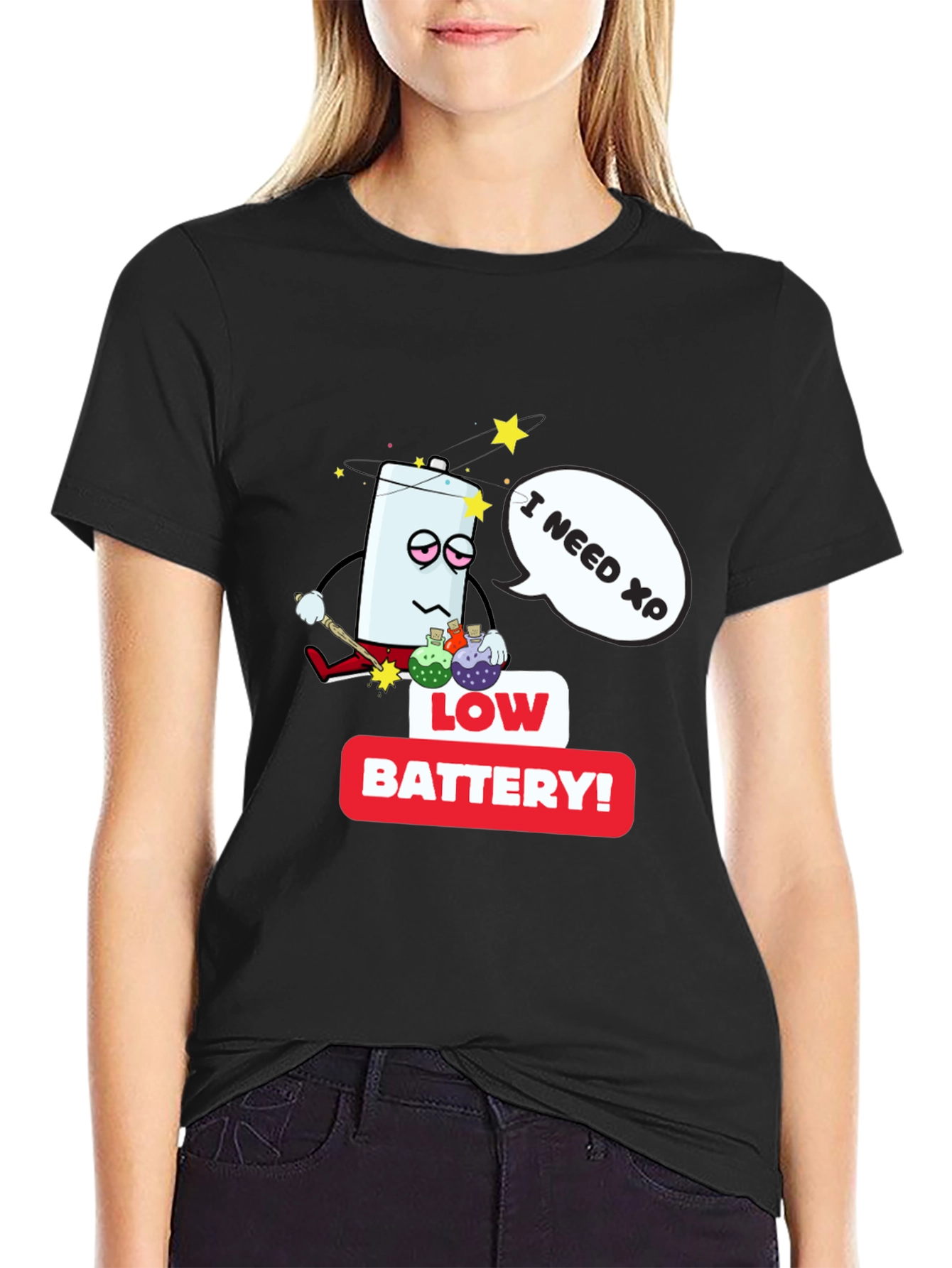 Low Battery XP Mens Black T-Shirt