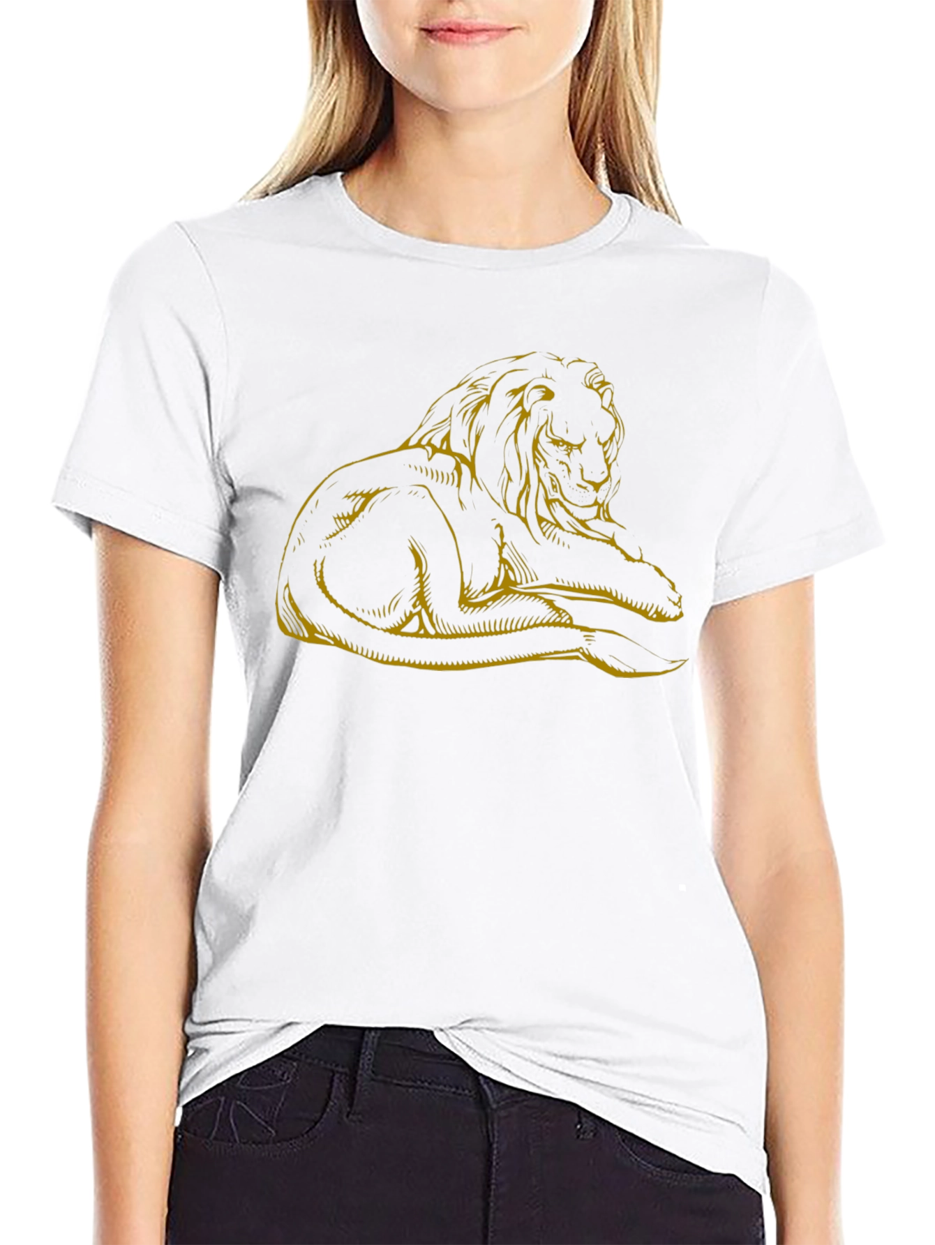 Lion Graphic Tee - Mens Black Casual T-Shirt