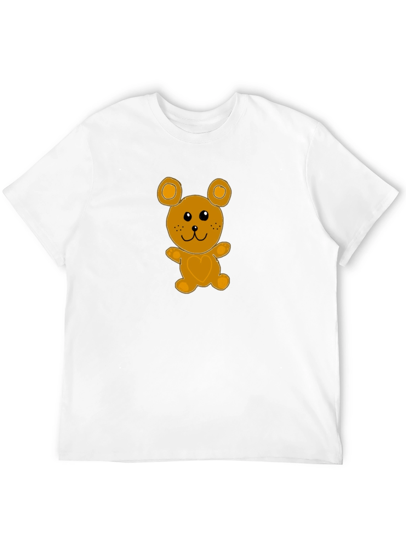 Cute Cartoon Bear Graphic Tee - Black Cotton T-Shirt