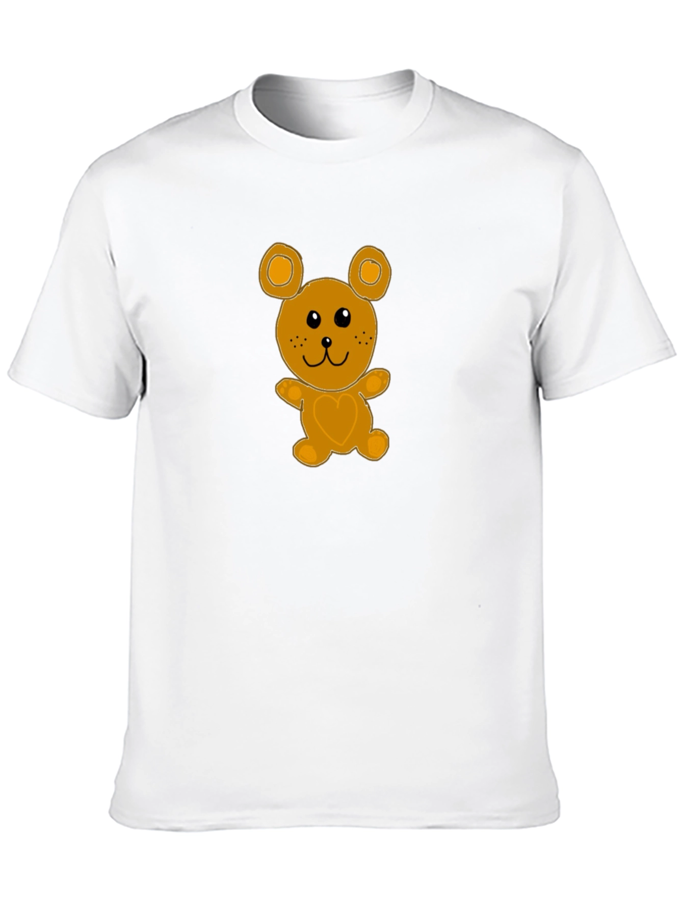 Cute Cartoon Bear Graphic Tee - Black Cotton T-Shirt