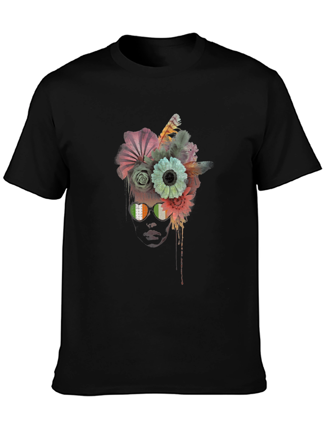Floral Head T-Shirt - Unique Artistic Design