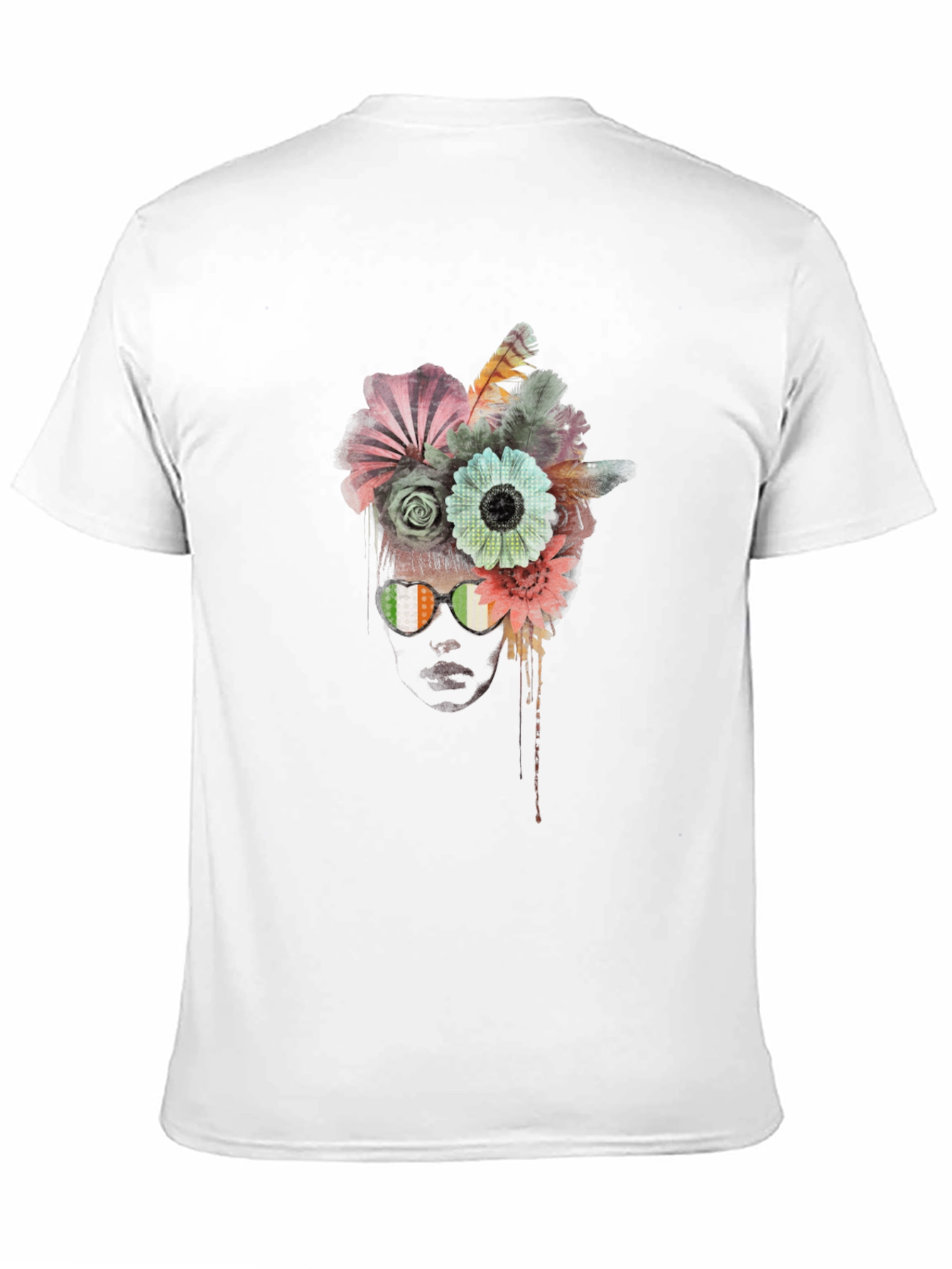 Floral Head T-Shirt - Unique Artistic Design