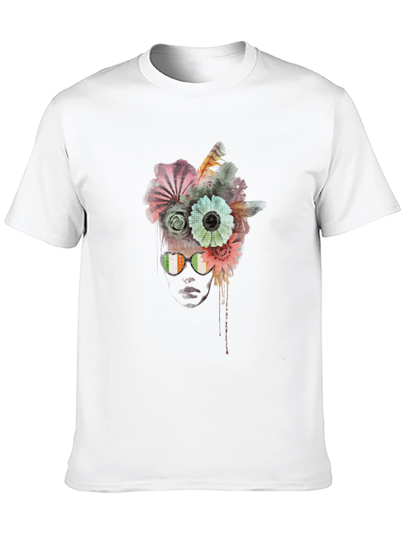 Floral Head T-Shirt - Unique Artistic Design