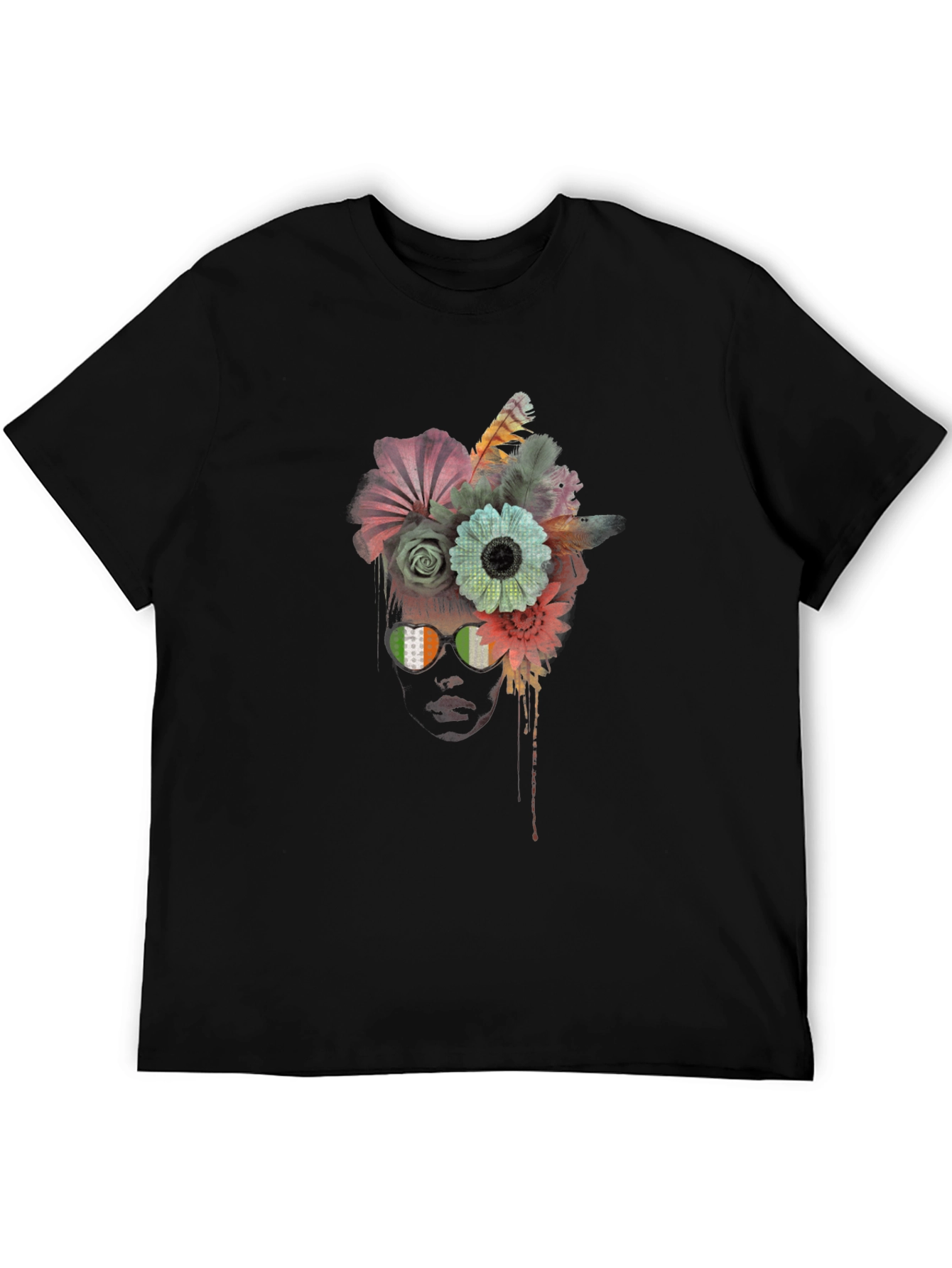 Floral Head T-Shirt - Unique Artistic Design
