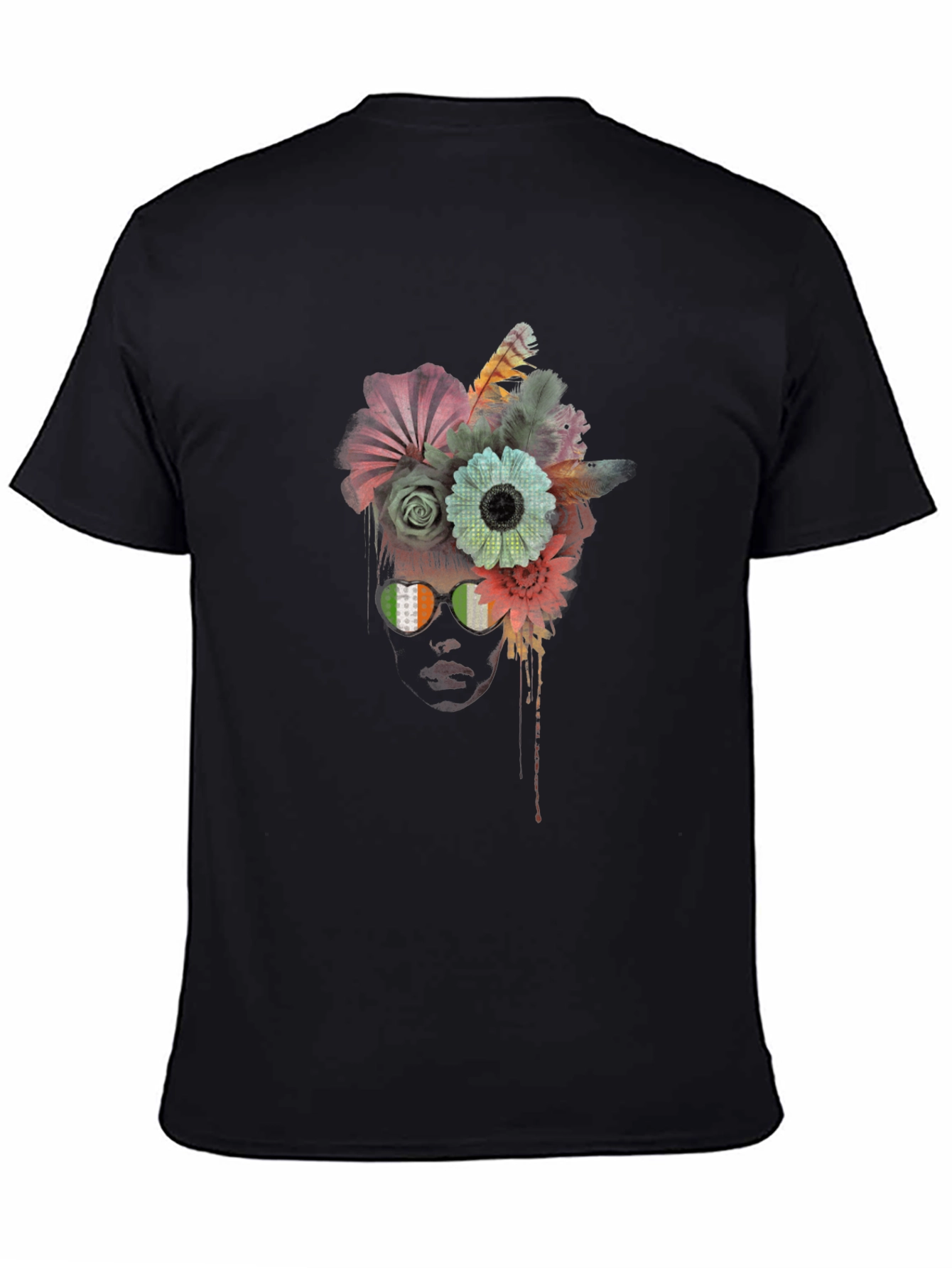Floral Head T-Shirt - Unique Artistic Design