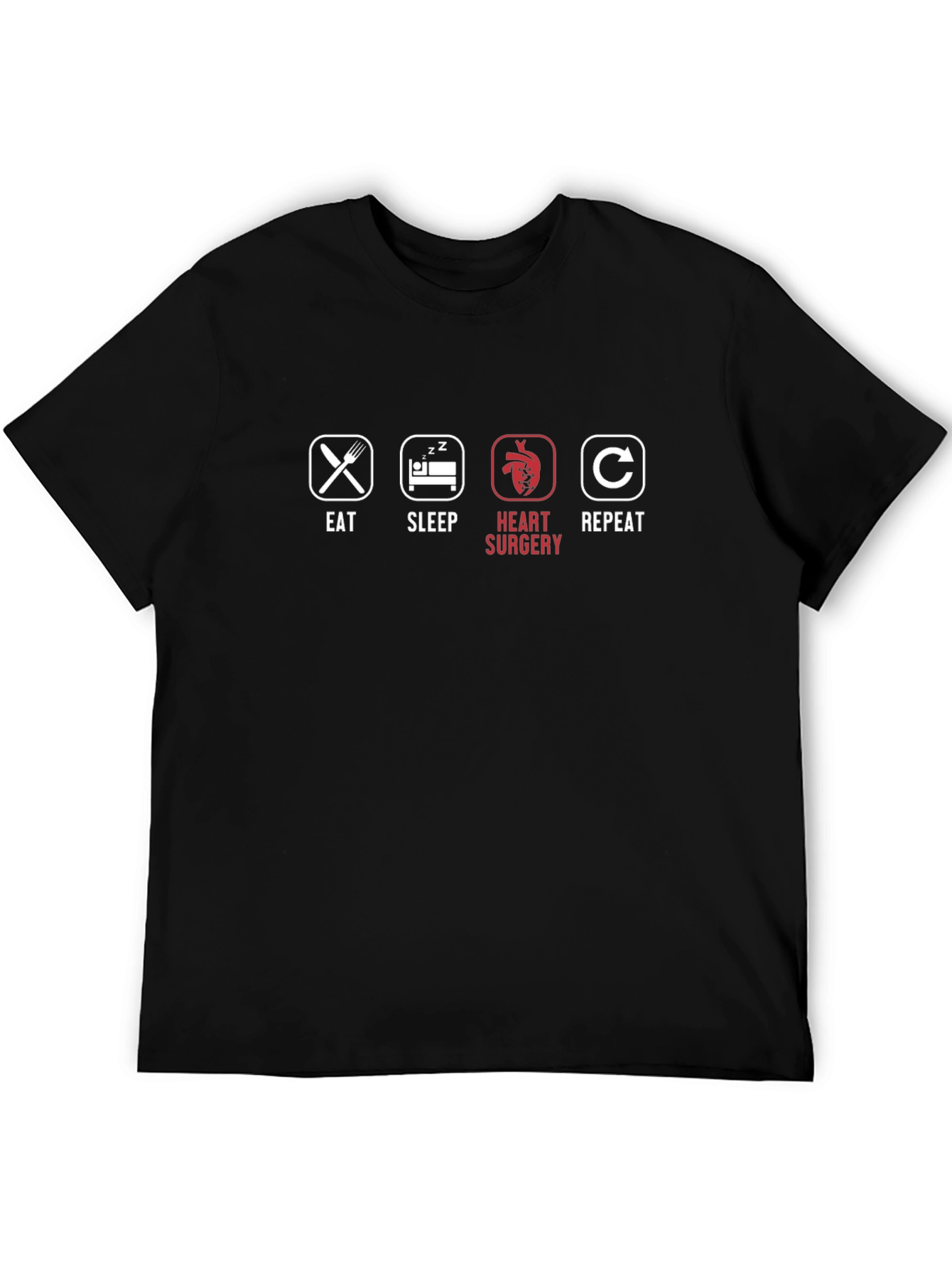 Eat Sleep Heart Surgery Repeat Black T-Shirt