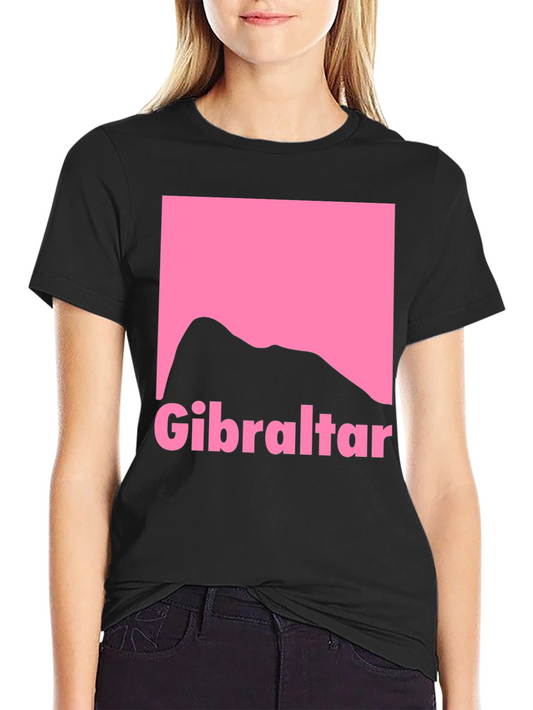 Gibraltar Rock Silhouette T-Shirt - Pink Graphic Print