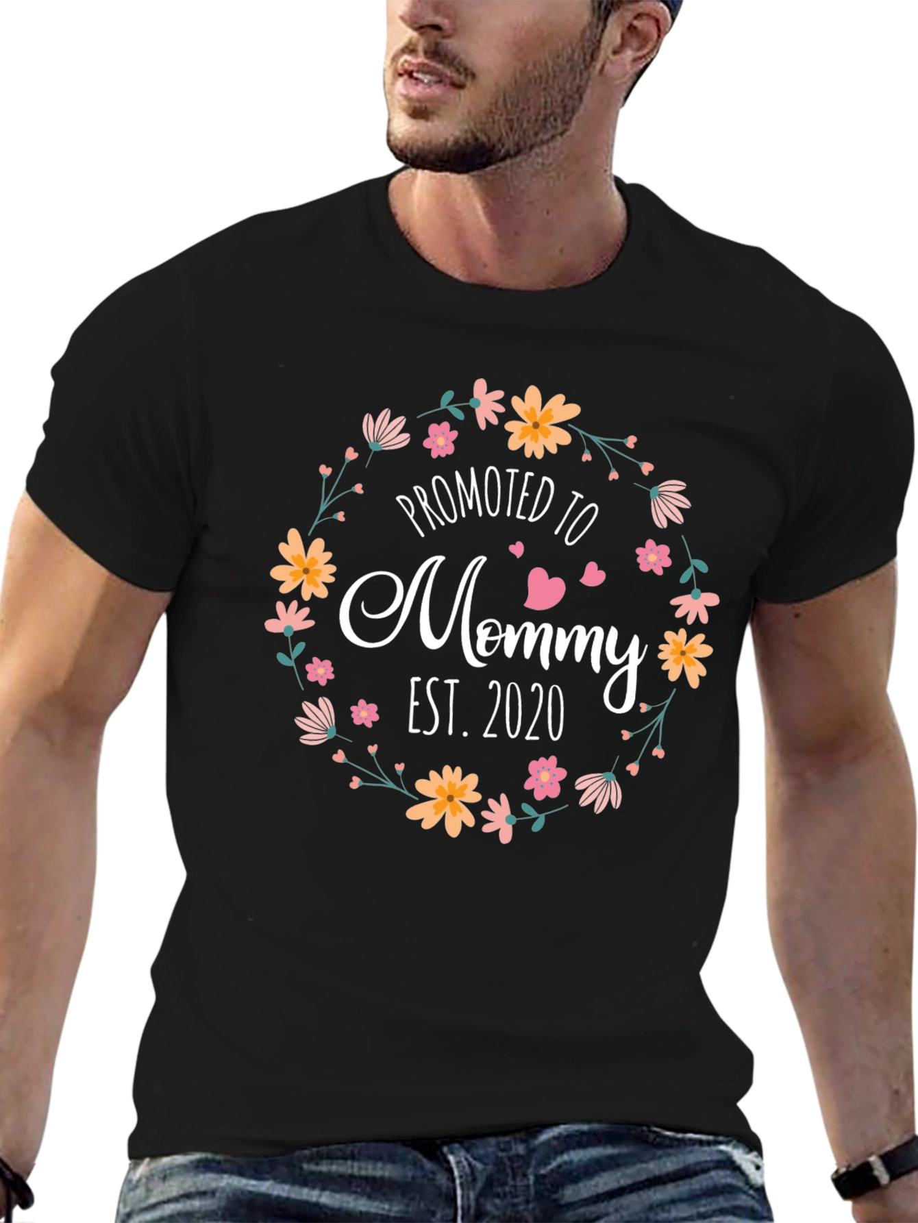 Promoted to Mommy Est. 2020 Floral T-Shirt