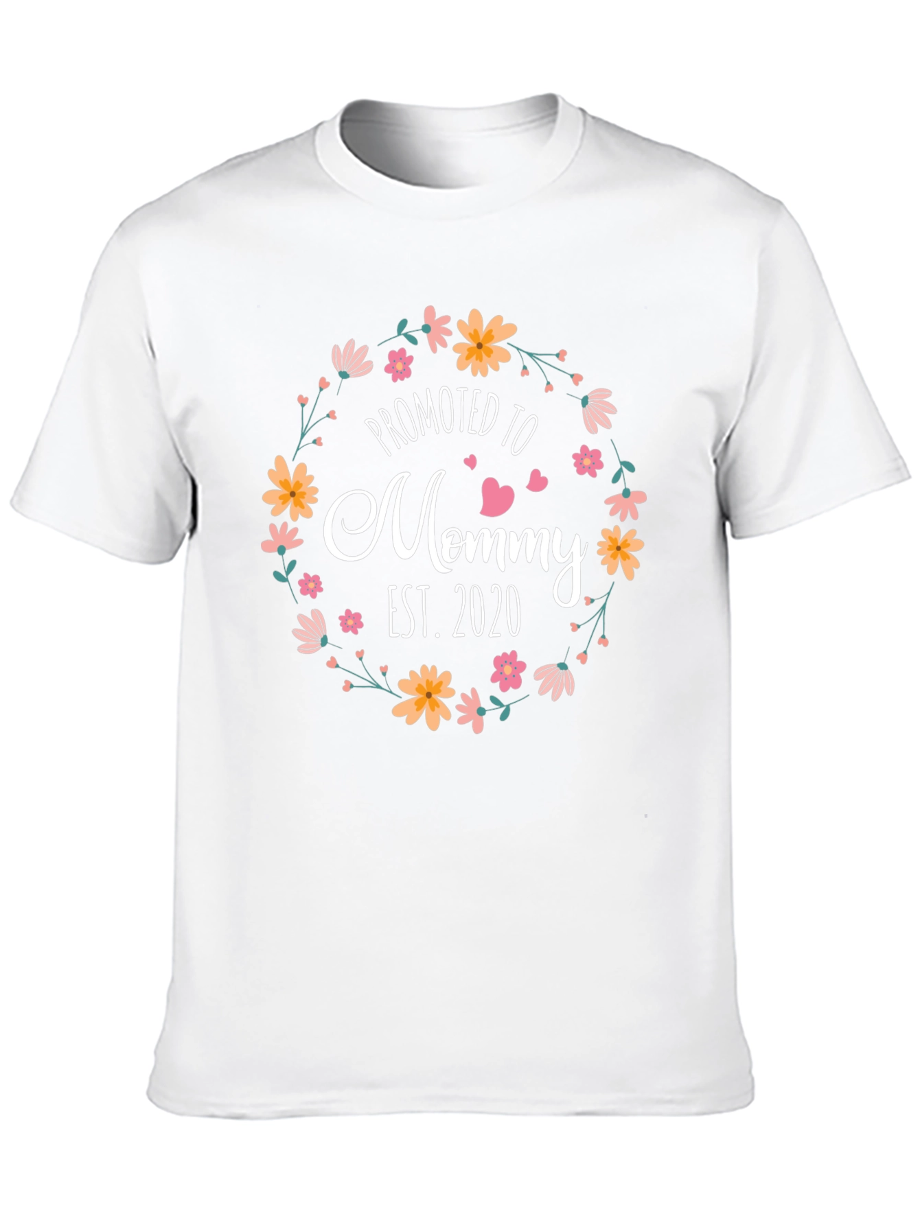 Promoted to Mommy Est. 2020 Floral T-Shirt