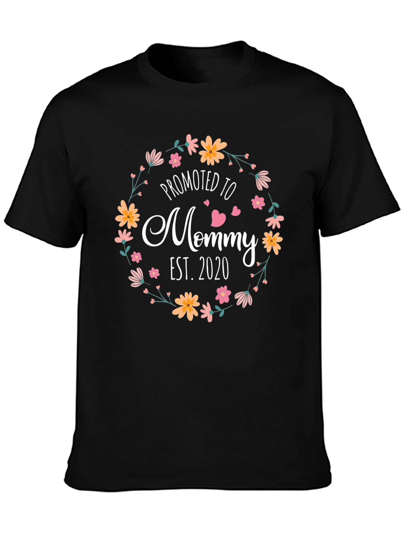 Promoted to Mommy Est. 2020 Floral T-Shirt