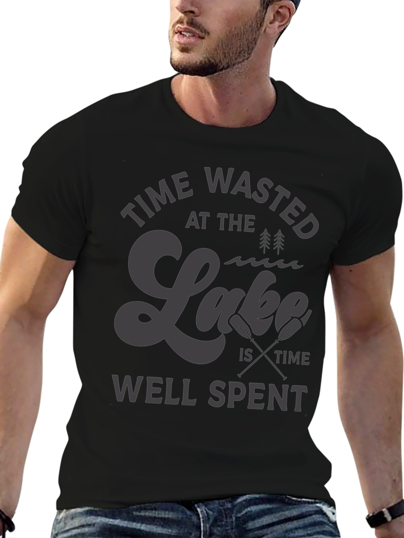 Time Wasted at the Lake Black T-Shirt