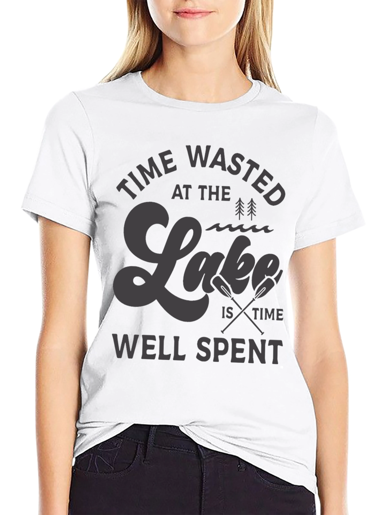 Time Wasted at the Lake Black T-Shirt