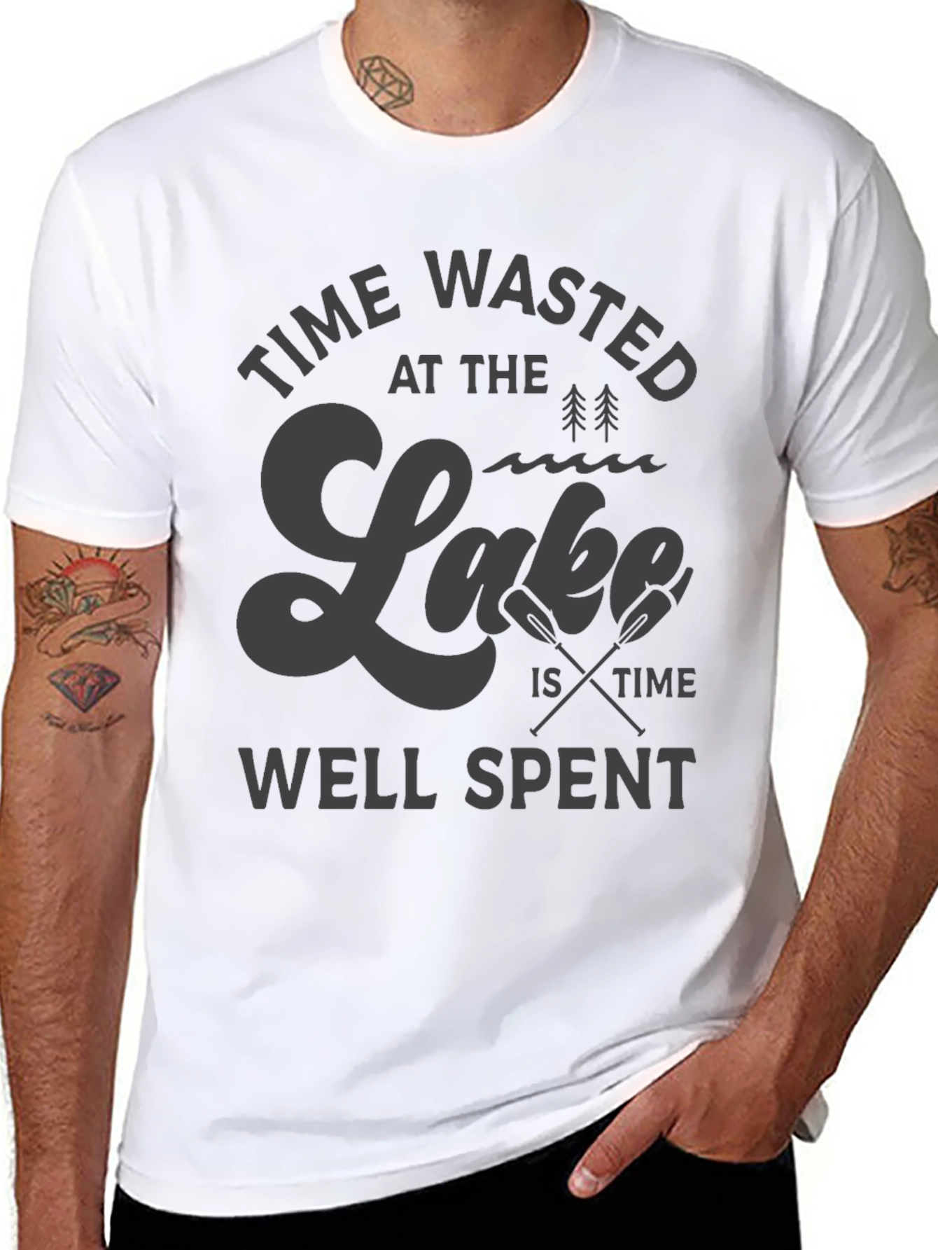 Time Wasted at the Lake Black T-Shirt