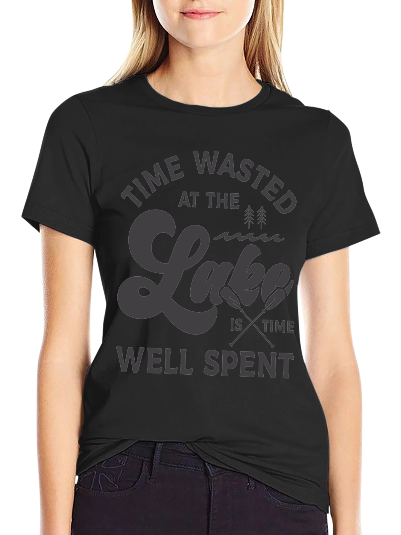 Time Wasted at the Lake Black T-Shirt