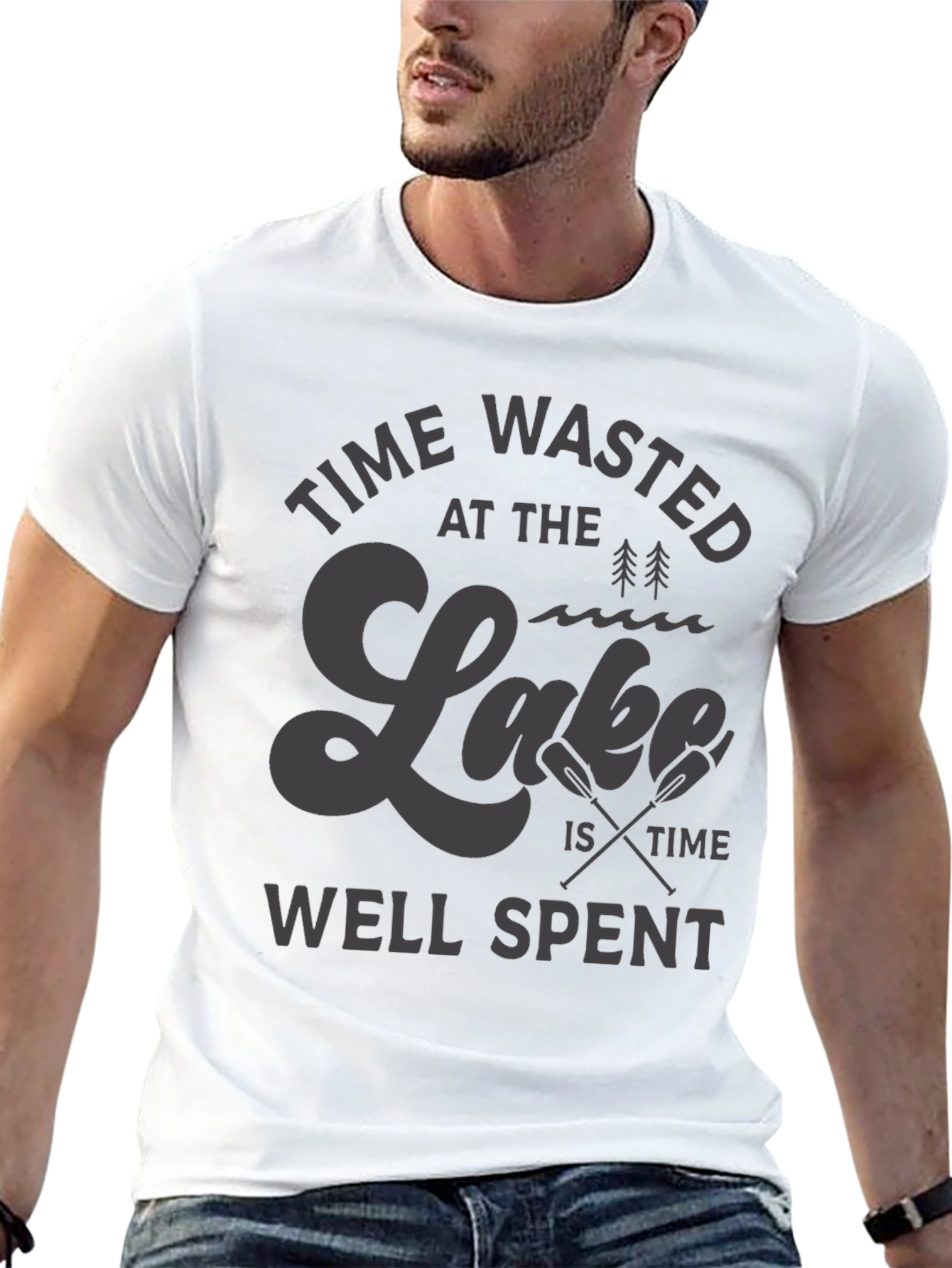 Time Wasted at the Lake Black T-Shirt