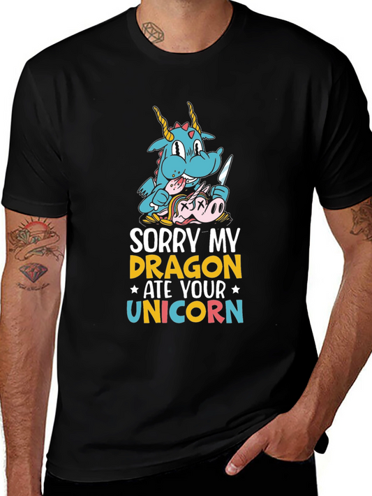 Funny Dragon Ate Unicorn Graphic Tee