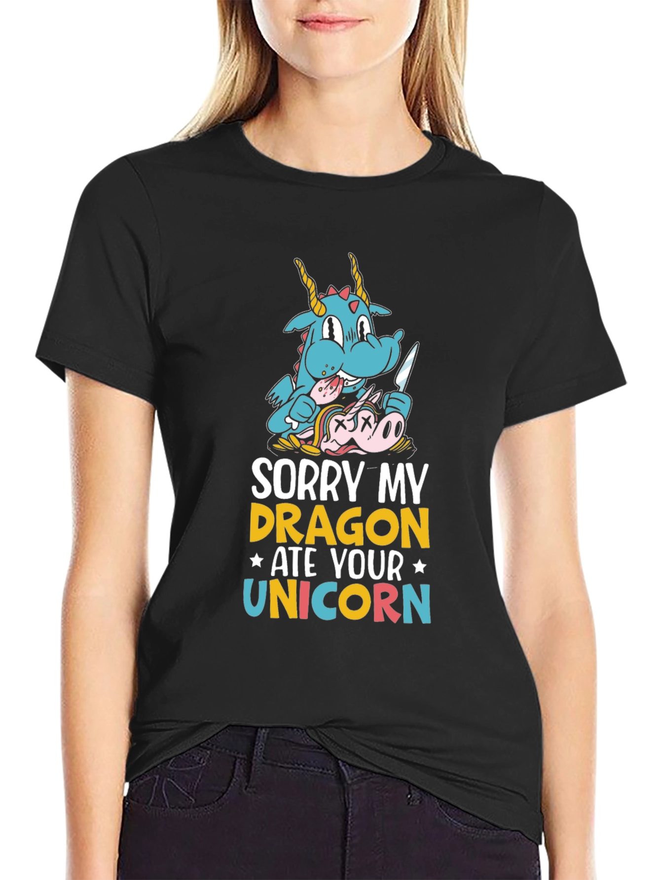 Funny Dragon Ate Unicorn Graphic Tee