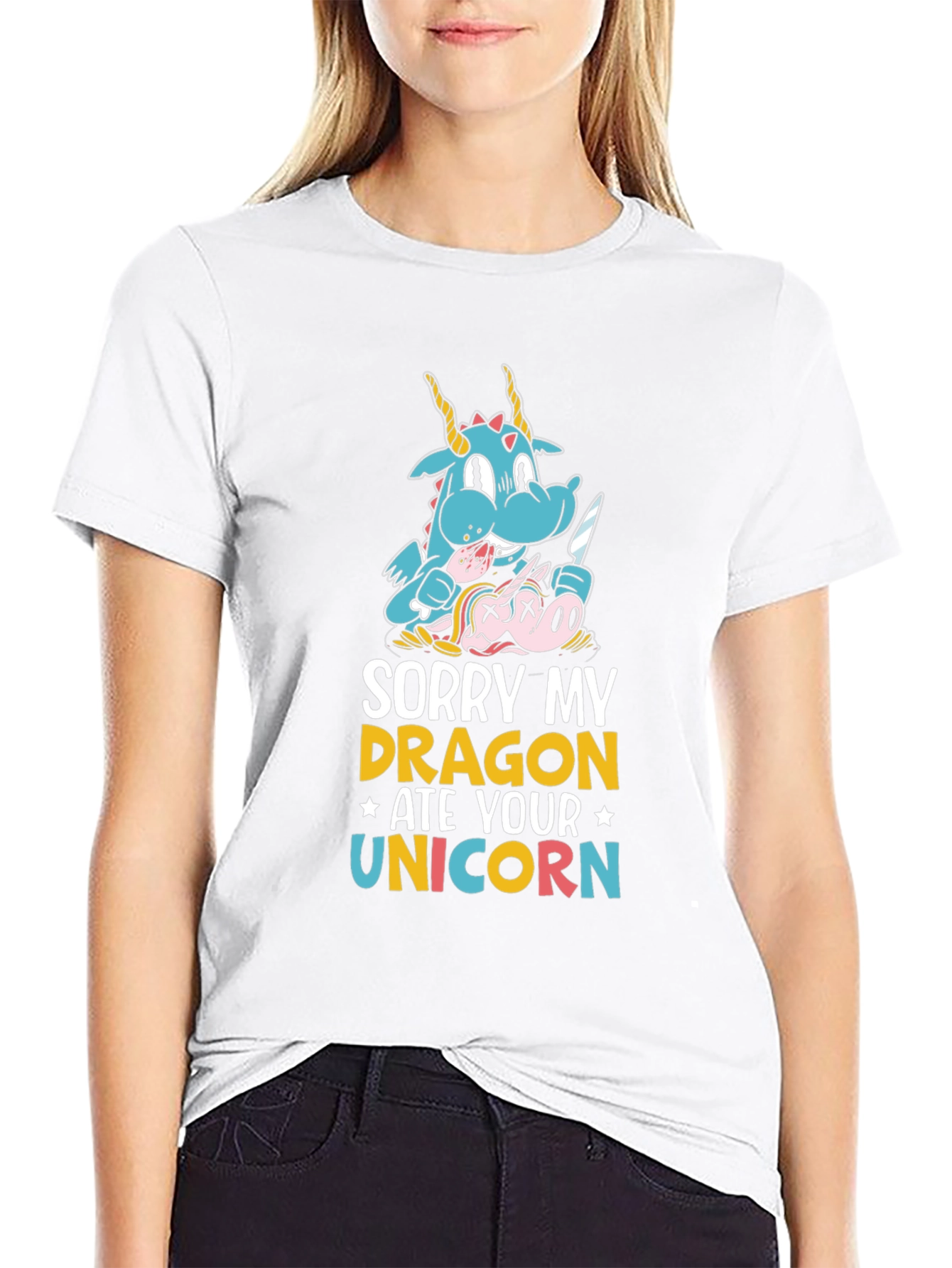 Funny Dragon Ate Unicorn Graphic Tee
