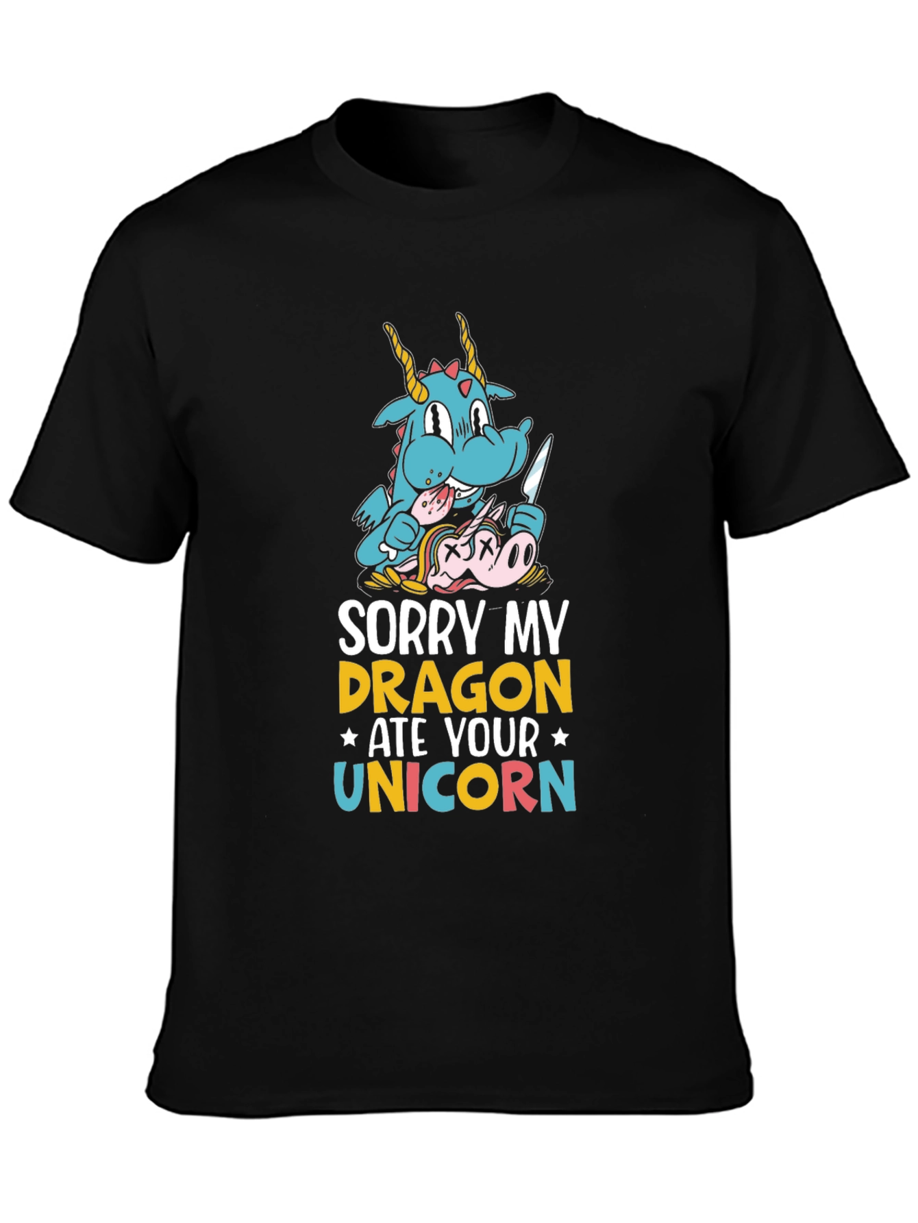 Funny Dragon Ate Unicorn Graphic Tee