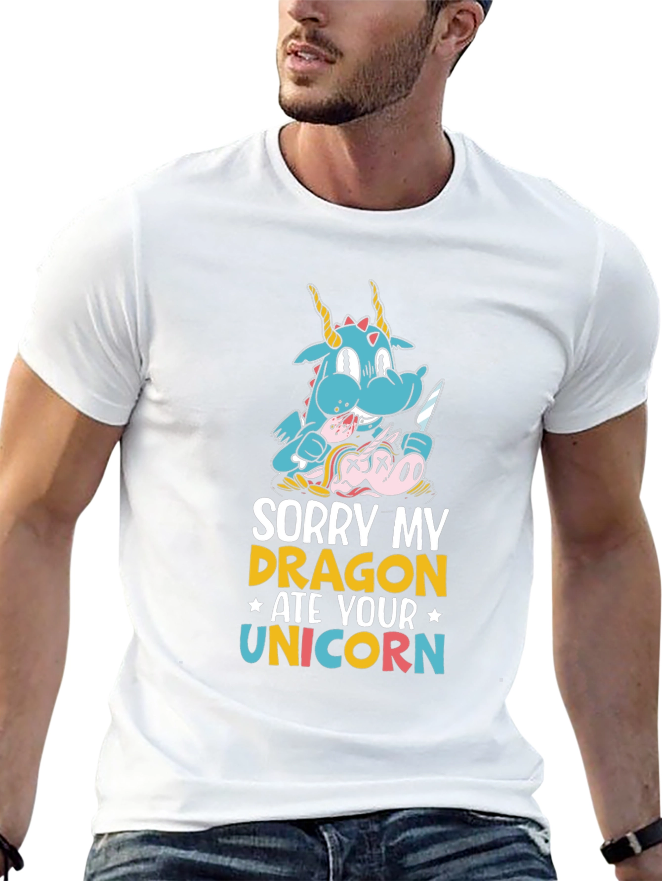 Funny Dragon Ate Unicorn Graphic Tee